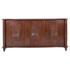 Oak storage unit with 3 door from the 1950s