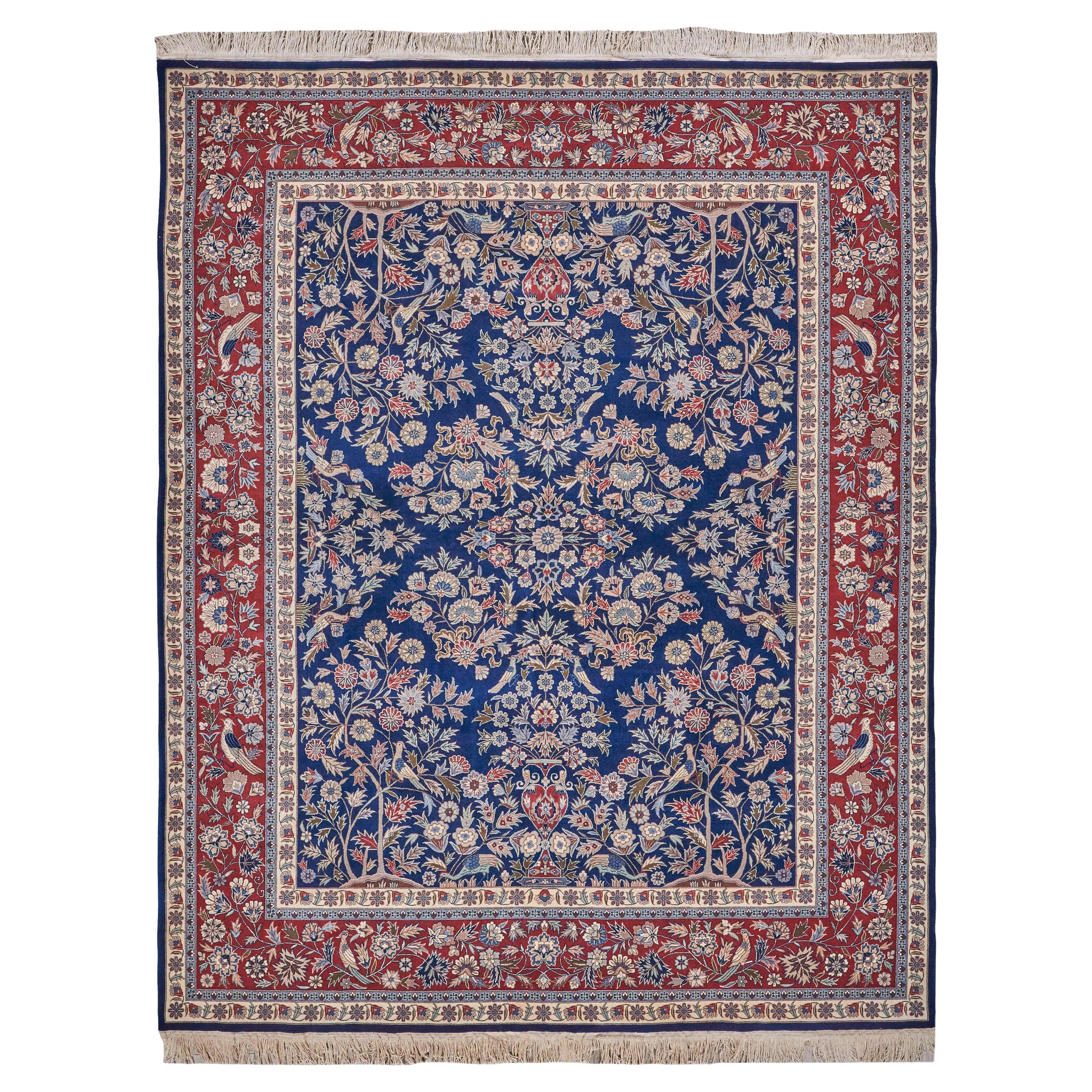 OAK- Super Fine Kashan Collection Hand Knotted Navy/Red Rug - 8'3"x10'3" For Sale