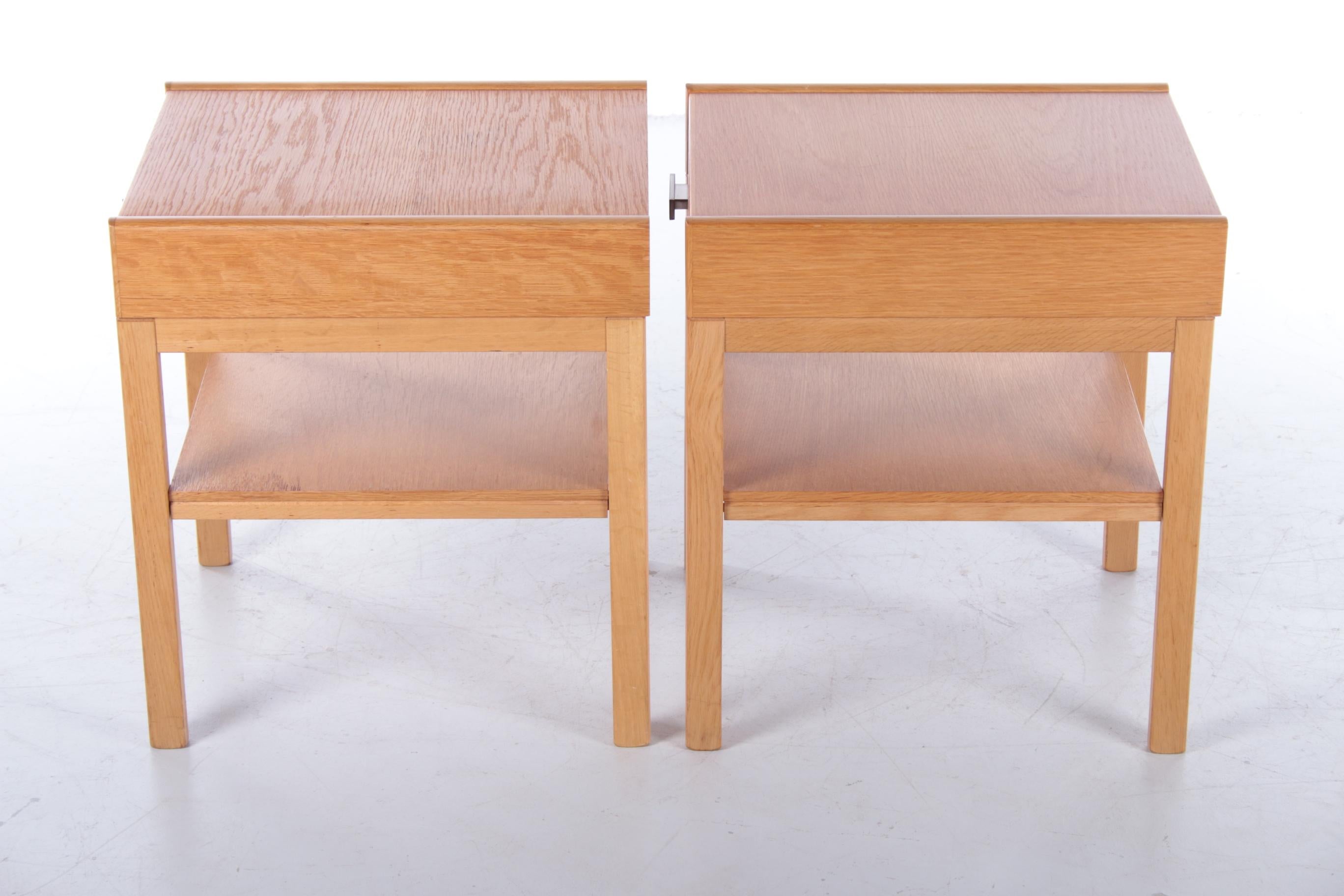 Mid-Century Modern Oak Swedish Bedside Tables, 1960s