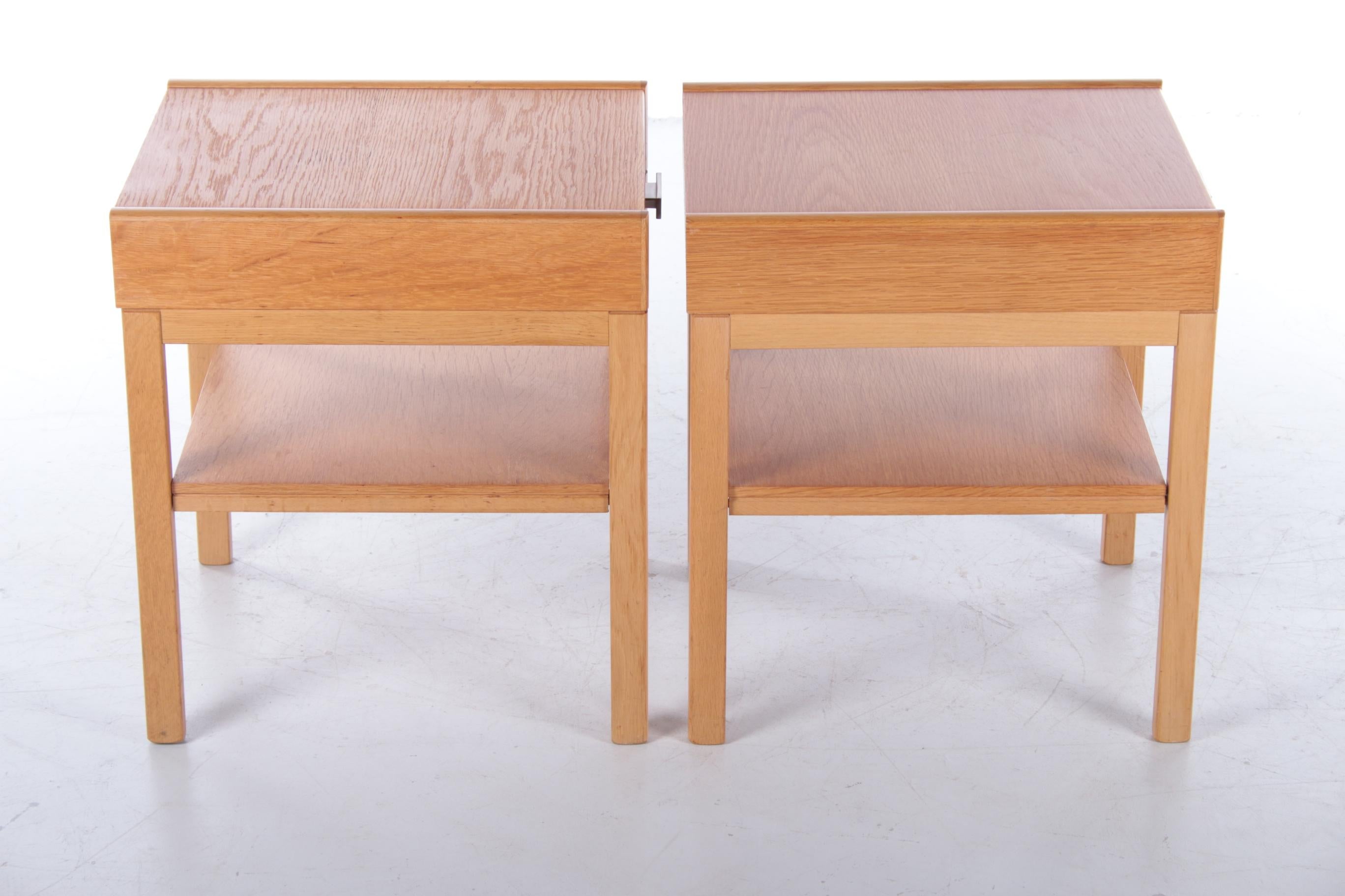 Mid-20th Century Oak Swedish Bedside Tables, 1960s