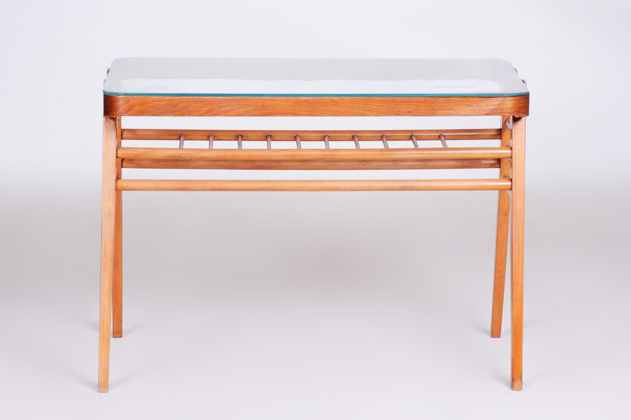 Mid-Century Modern Oak Table, Czech Midcentury, Preserved Original Condition, 1950s For Sale