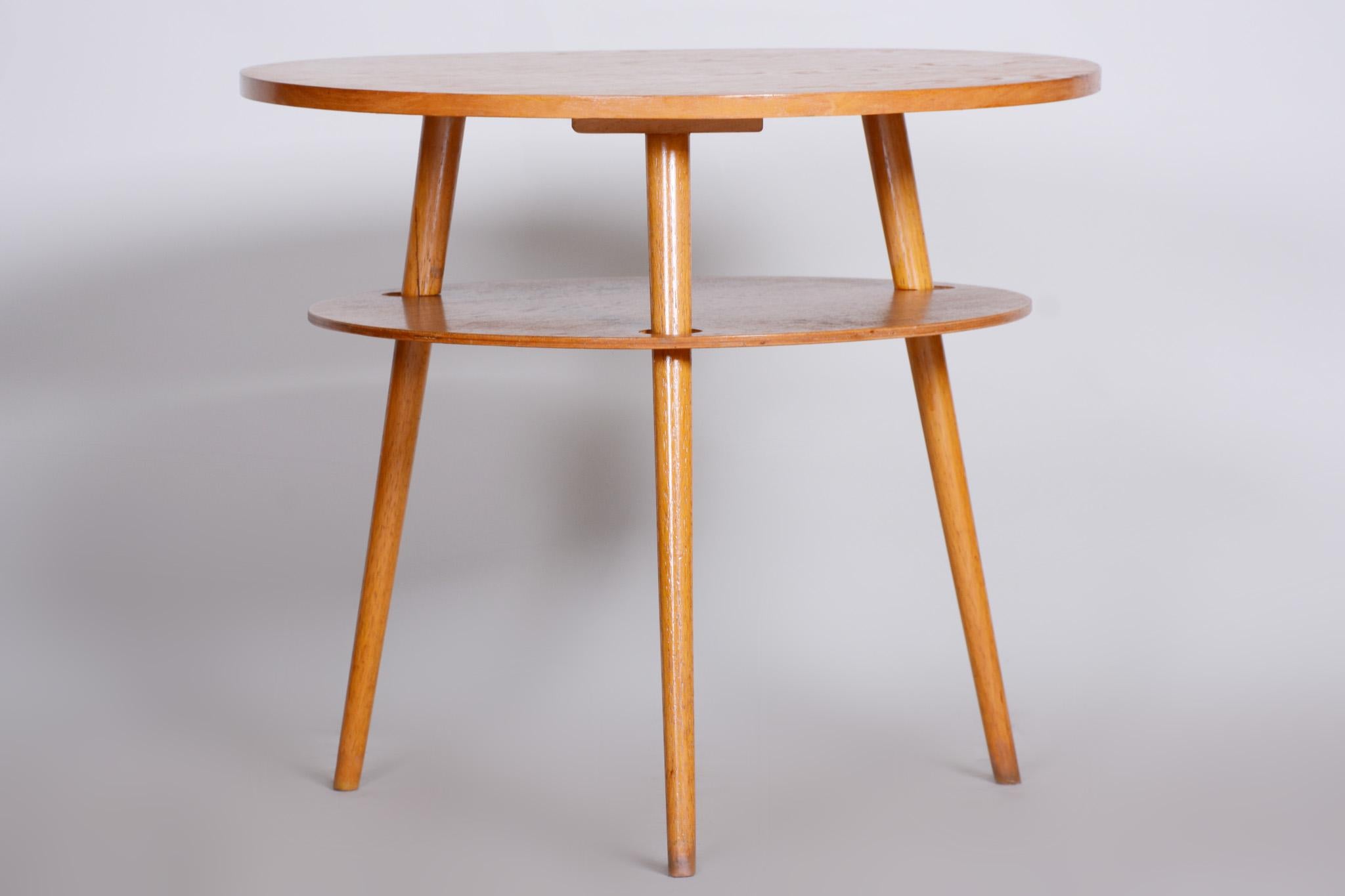 Mid-Century Modern Oak Table, Czech Midcentury, Preserved Original Condition, 1950s For Sale