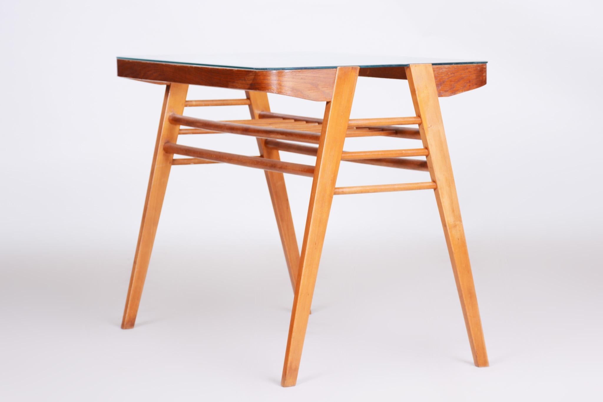 Mid-20th Century Oak Table, Czech Midcentury, Preserved Original Condition, 1950s For Sale