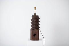 Oak Table Lamp in Syle of Charles Dudouyt