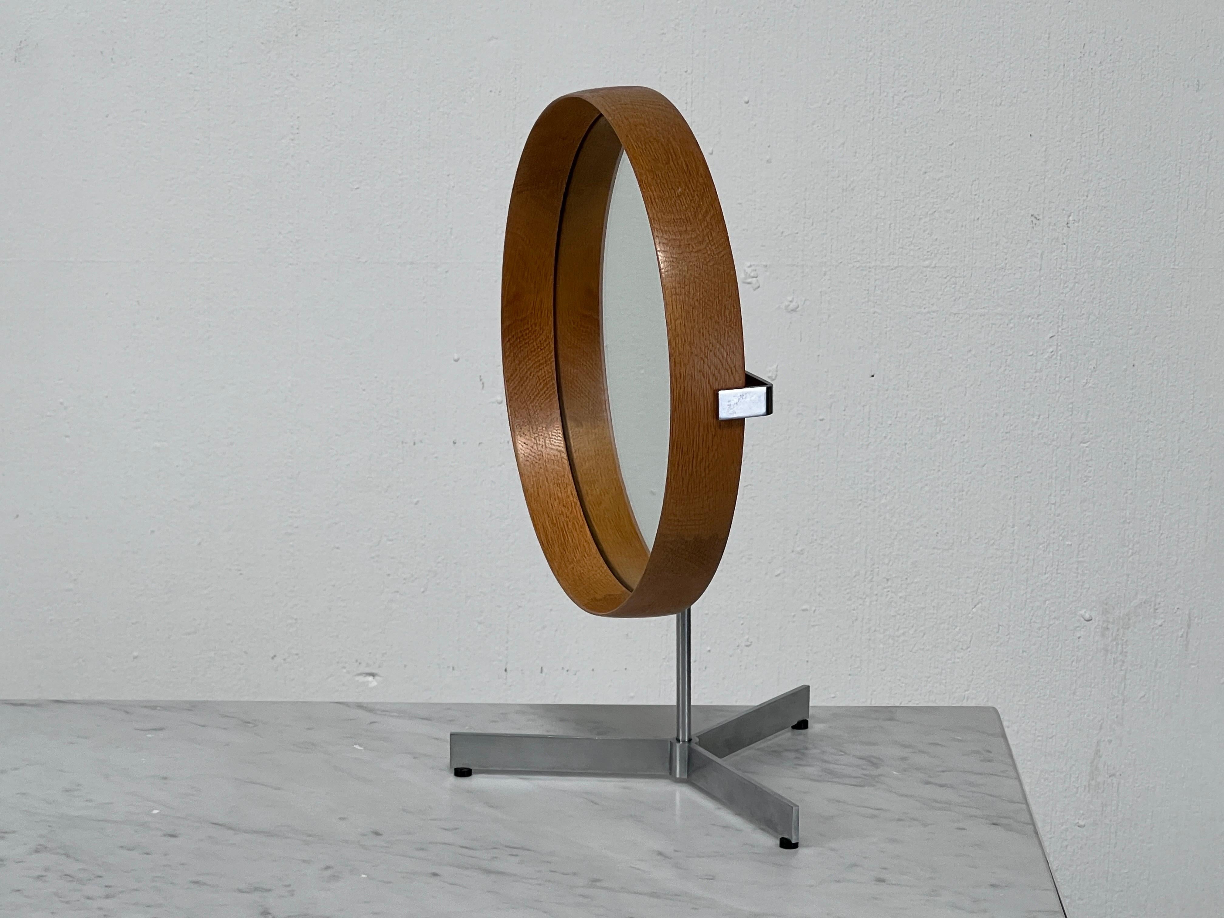 Oak Table Mirror by Uno & Östen Kristiansson for Luxus of Sweden, 1960s For Sale 7