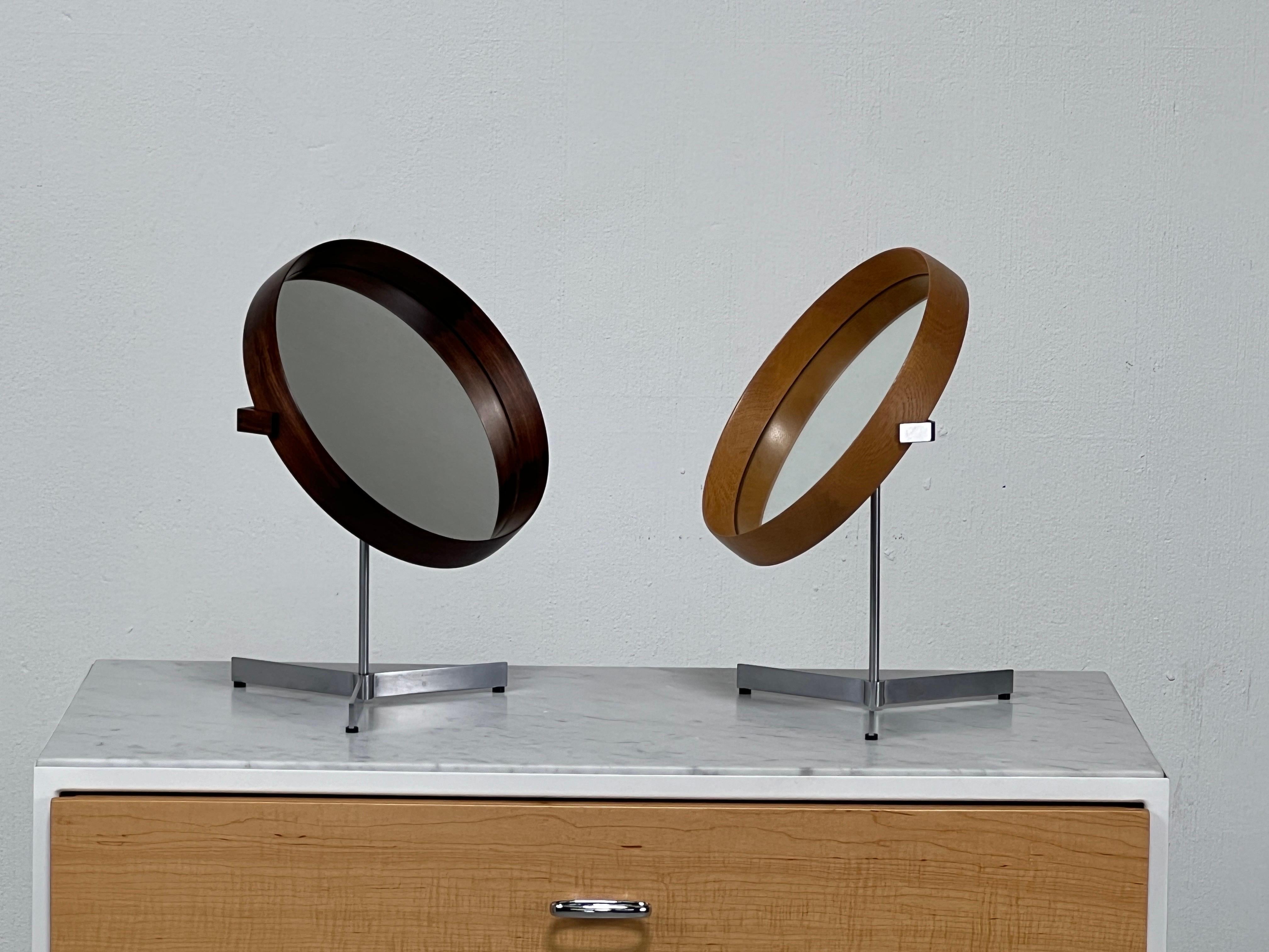 Oak Table Mirror by Uno & Östen Kristiansson for Luxus of Sweden, 1960s For Sale 9