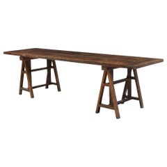 Oak Table on Frame Bases