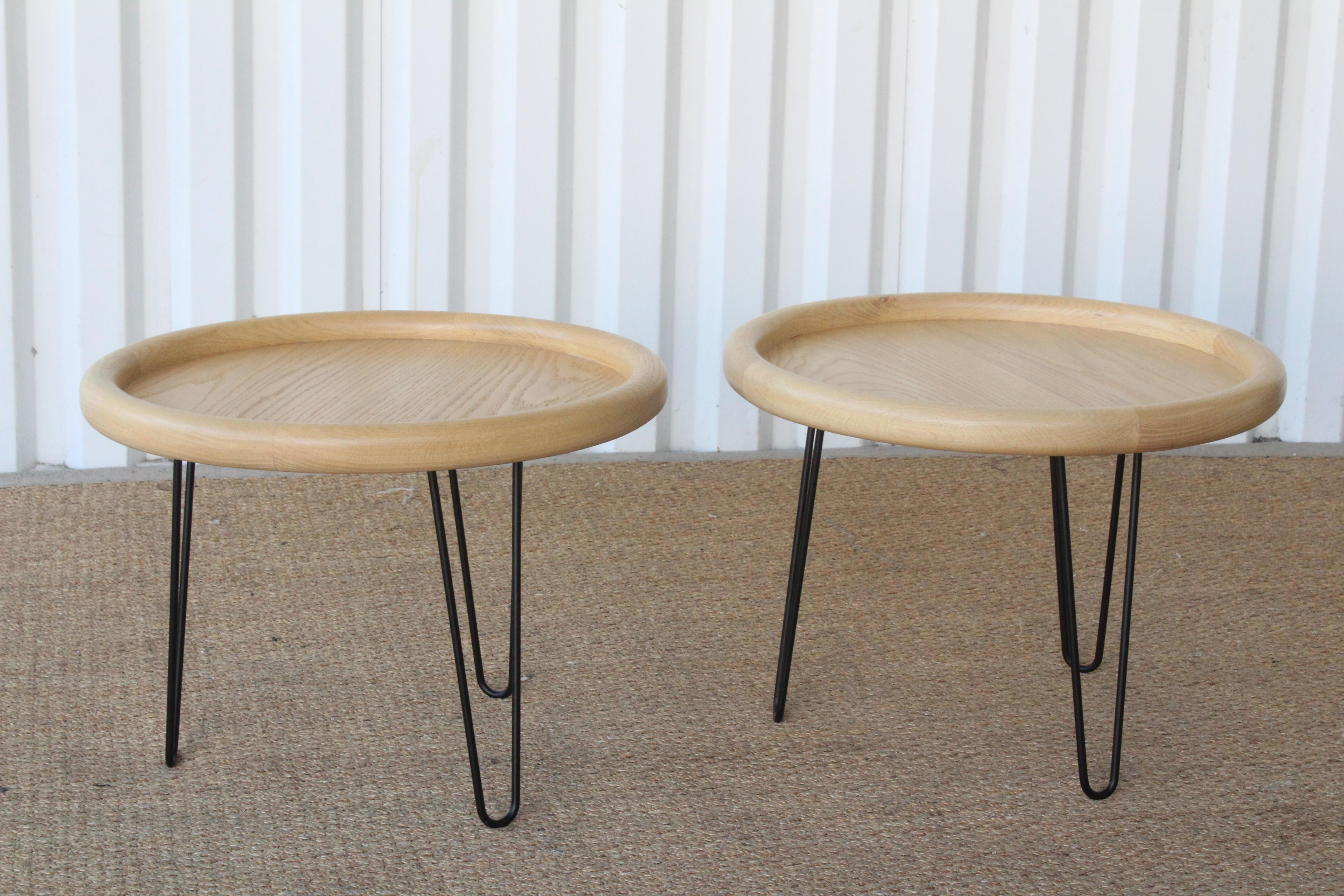 Mid-Century Modern Oak Table on Hairpin Legs