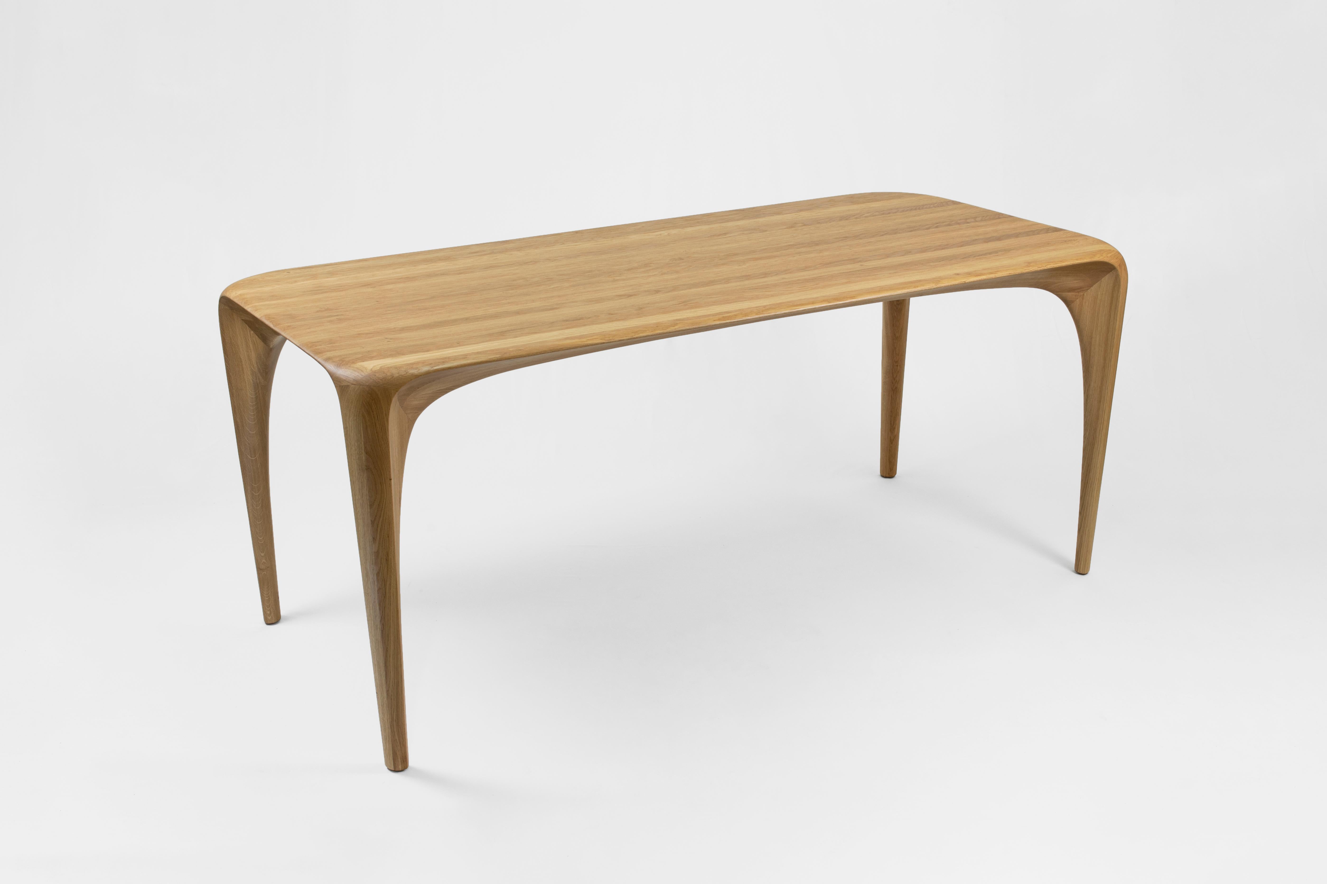 Oak Table Spline by Maxime Goléo For Sale 6