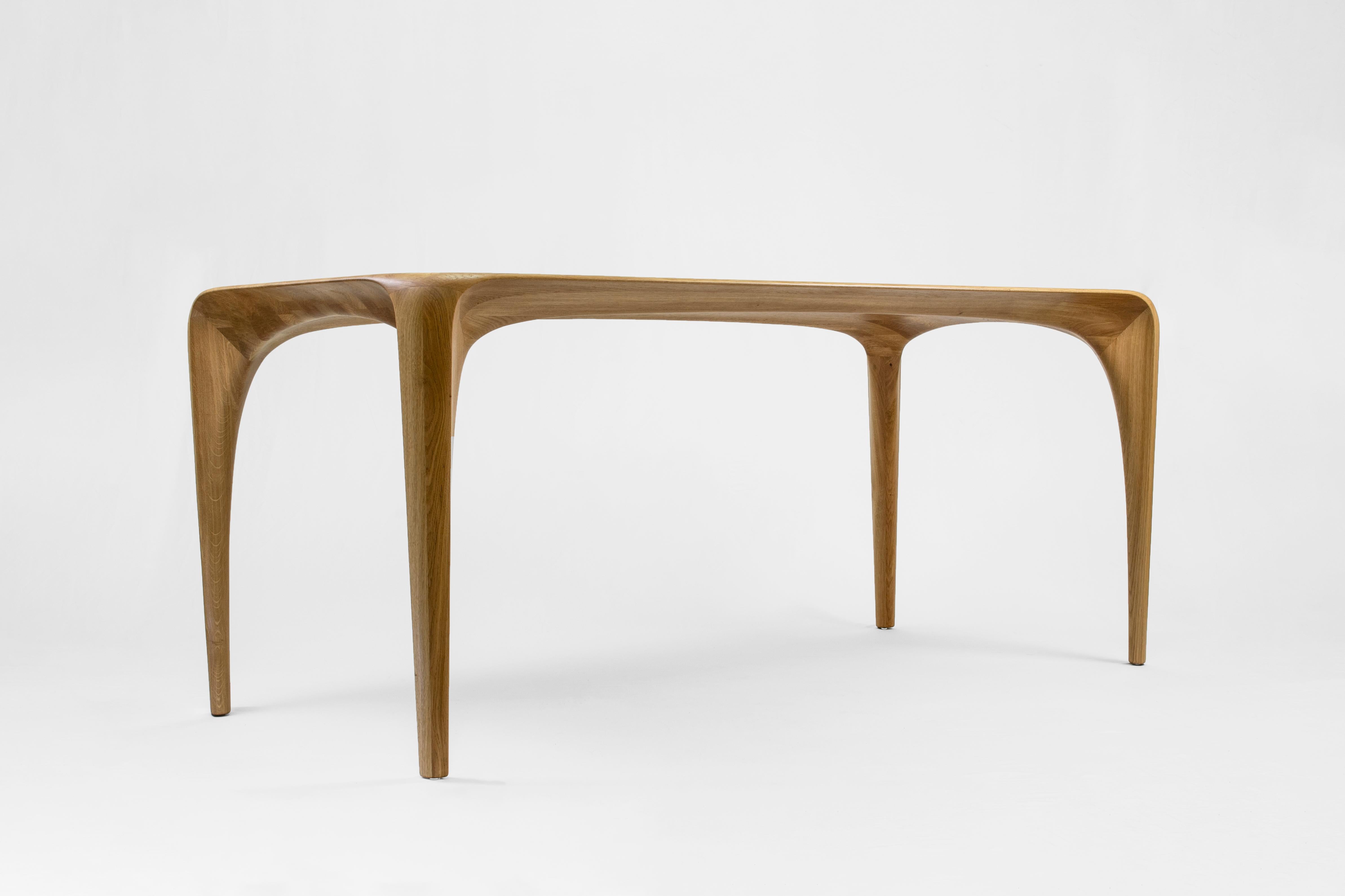 Post-Modern Oak Table Spline by Maxime Goléo For Sale