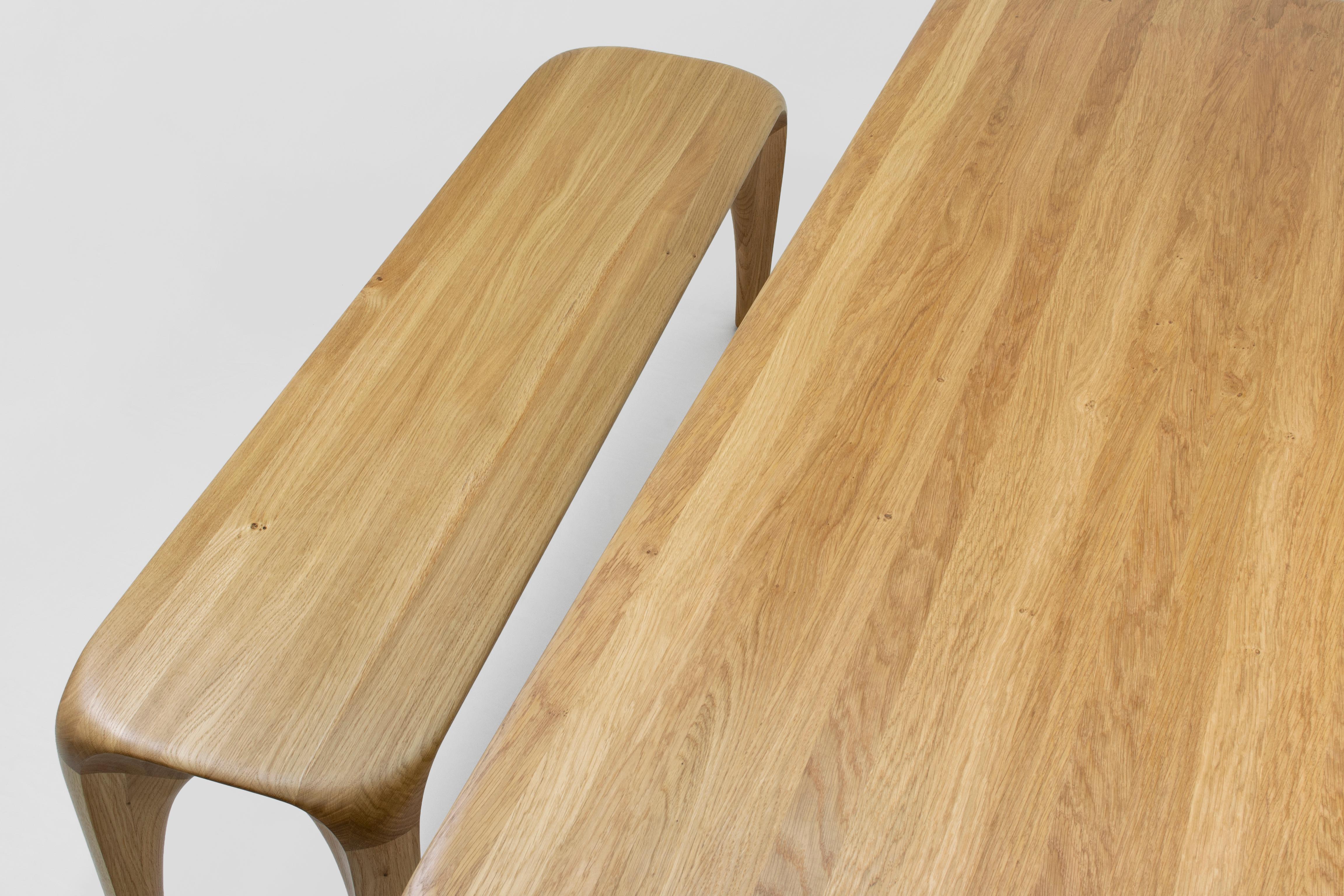 Contemporary Oak Table Spline by Maxime Goléo For Sale