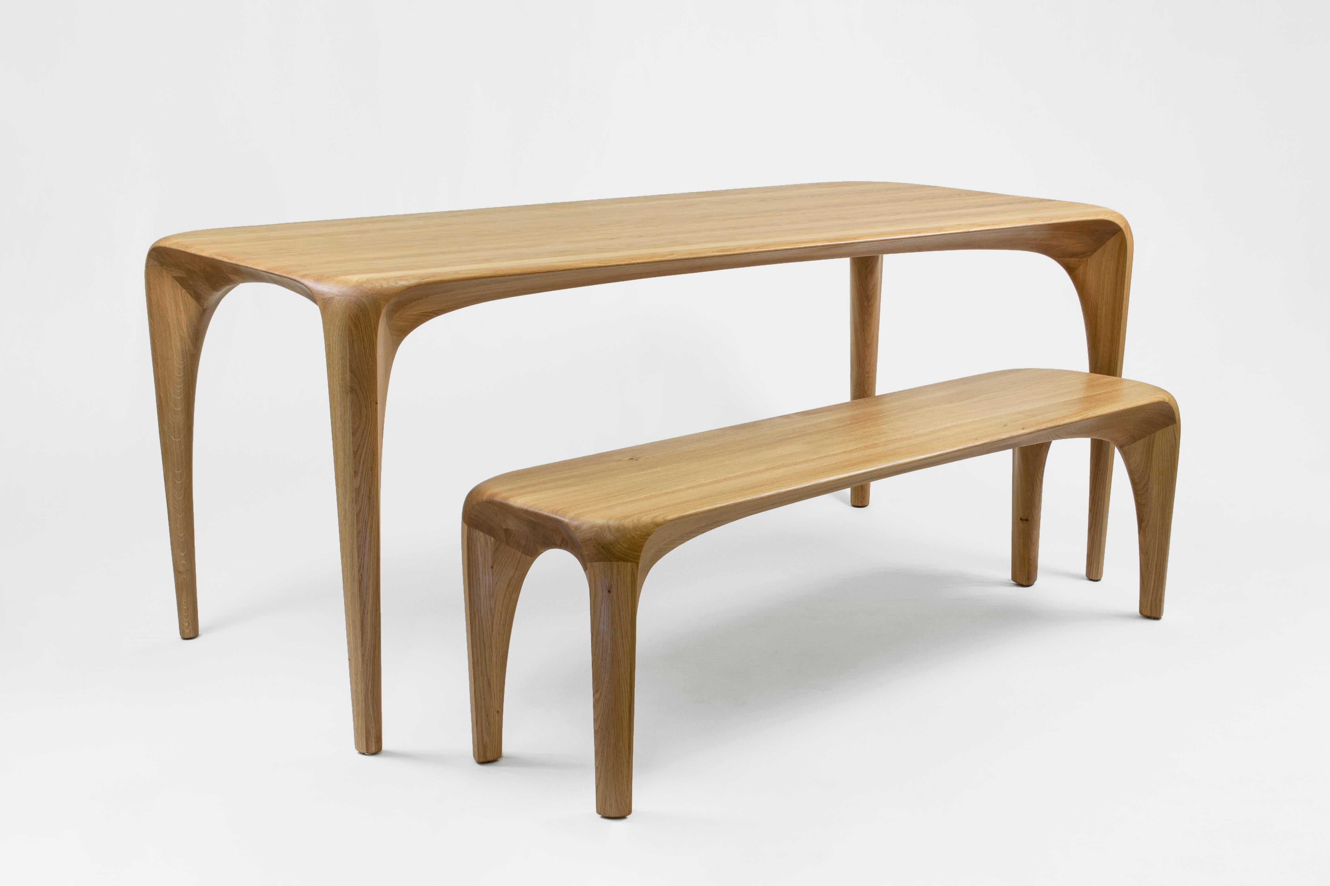 Oak Table Spline by Maxime Goléo For Sale 3