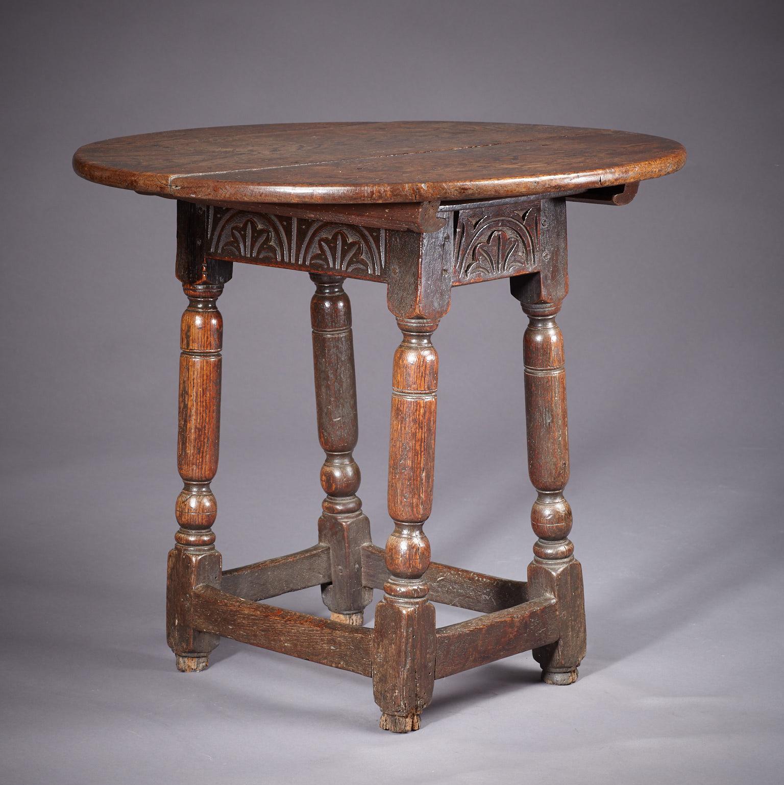 Jacobean Oak Table Stool, Mid-17th Century English, circa 1640-1650