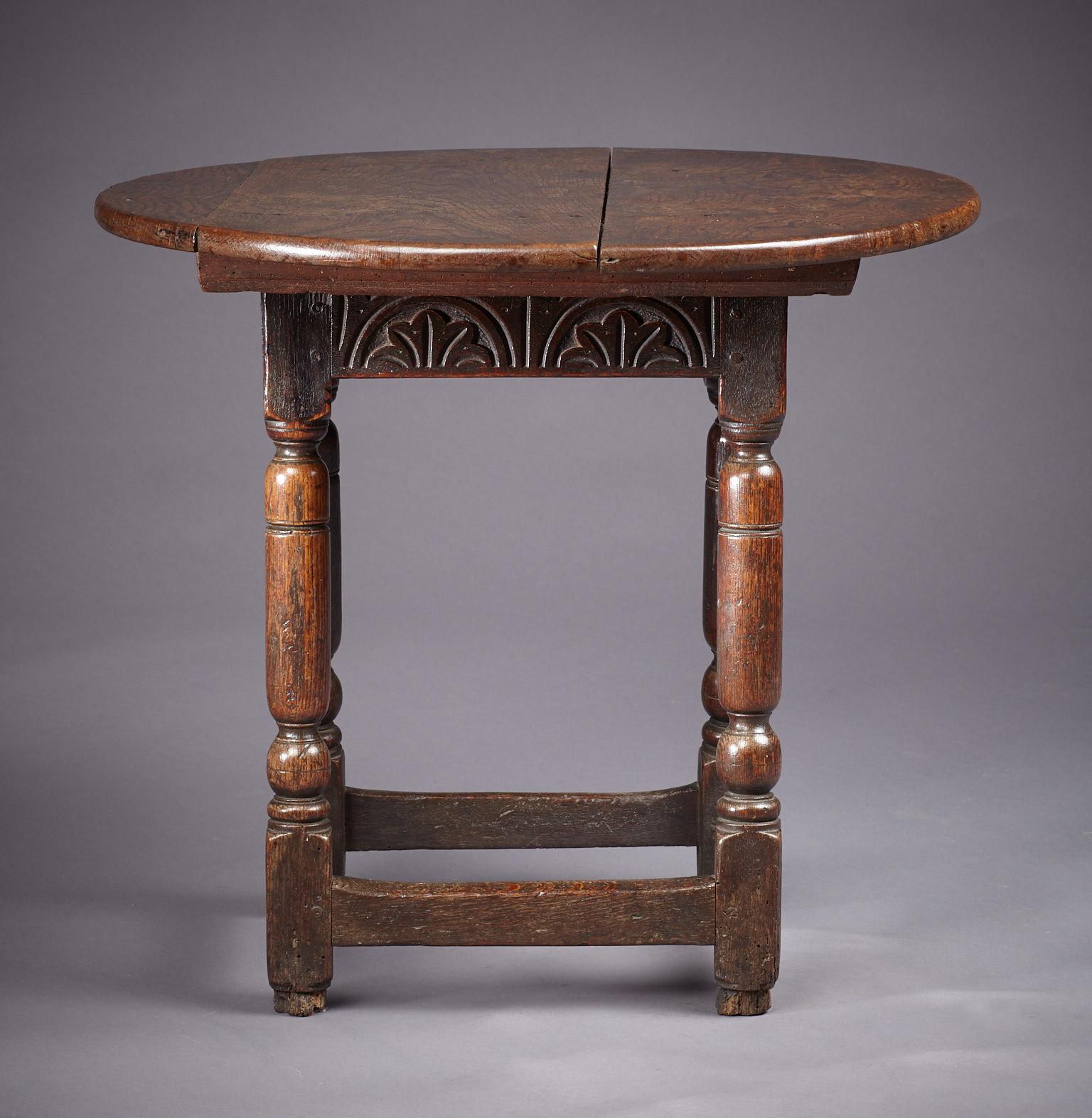British Oak Table Stool, Mid-17th Century English, circa 1640-1650