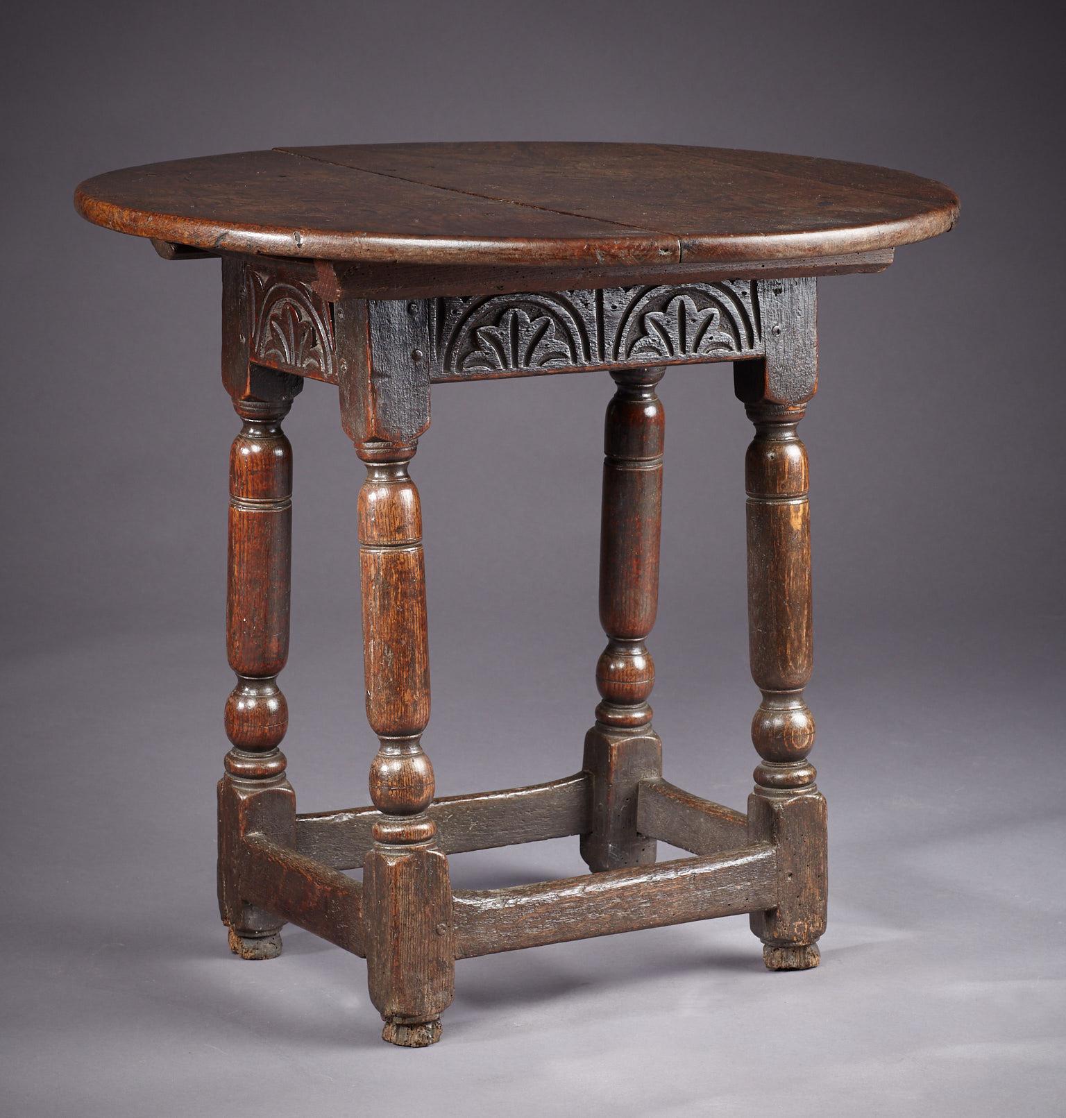 Oak Table Stool, Mid-17th Century English, circa 1640-1650 2