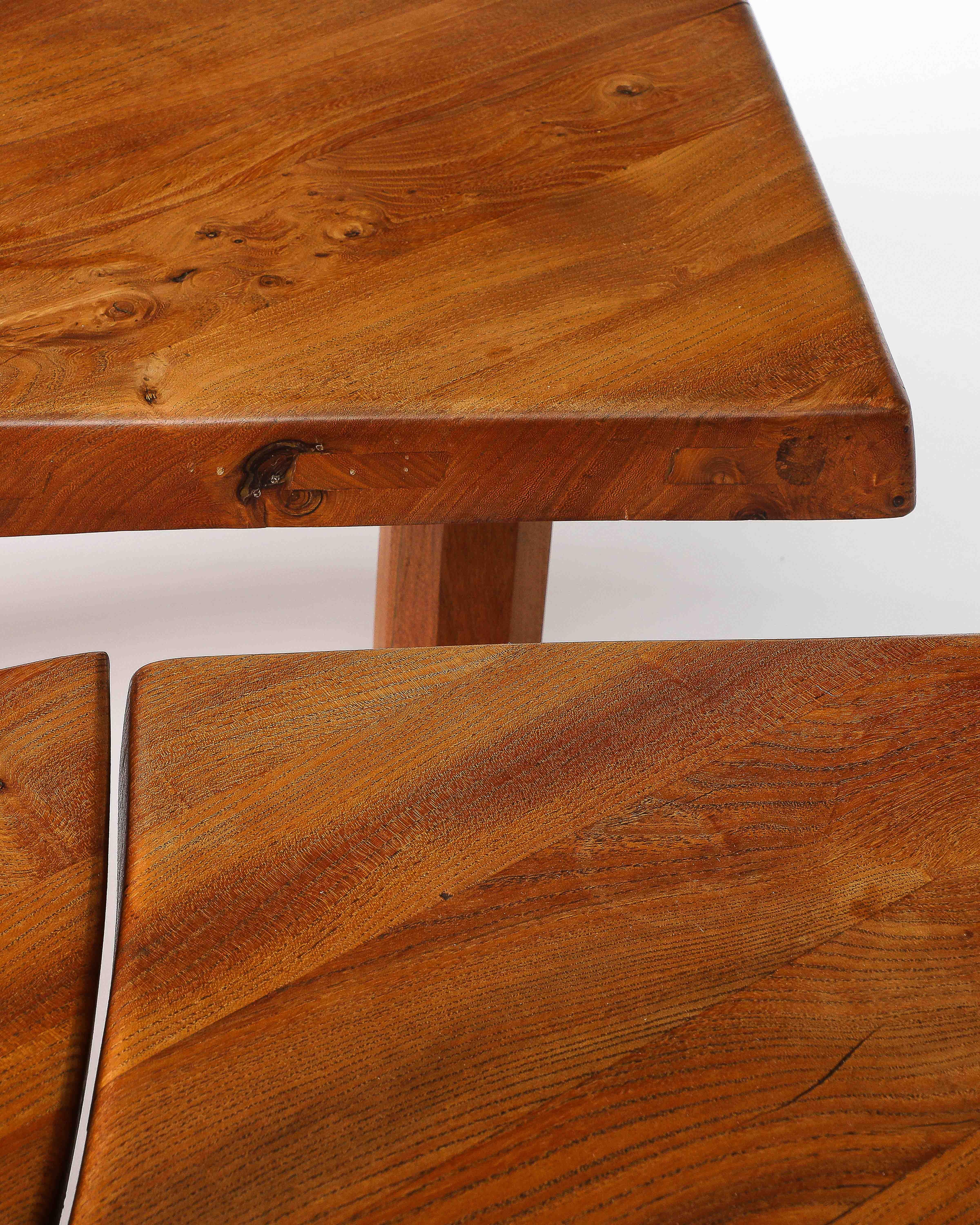 Oak Table T22C L'oeil by Pierre Chapo, France, 1972 For Sale 12
