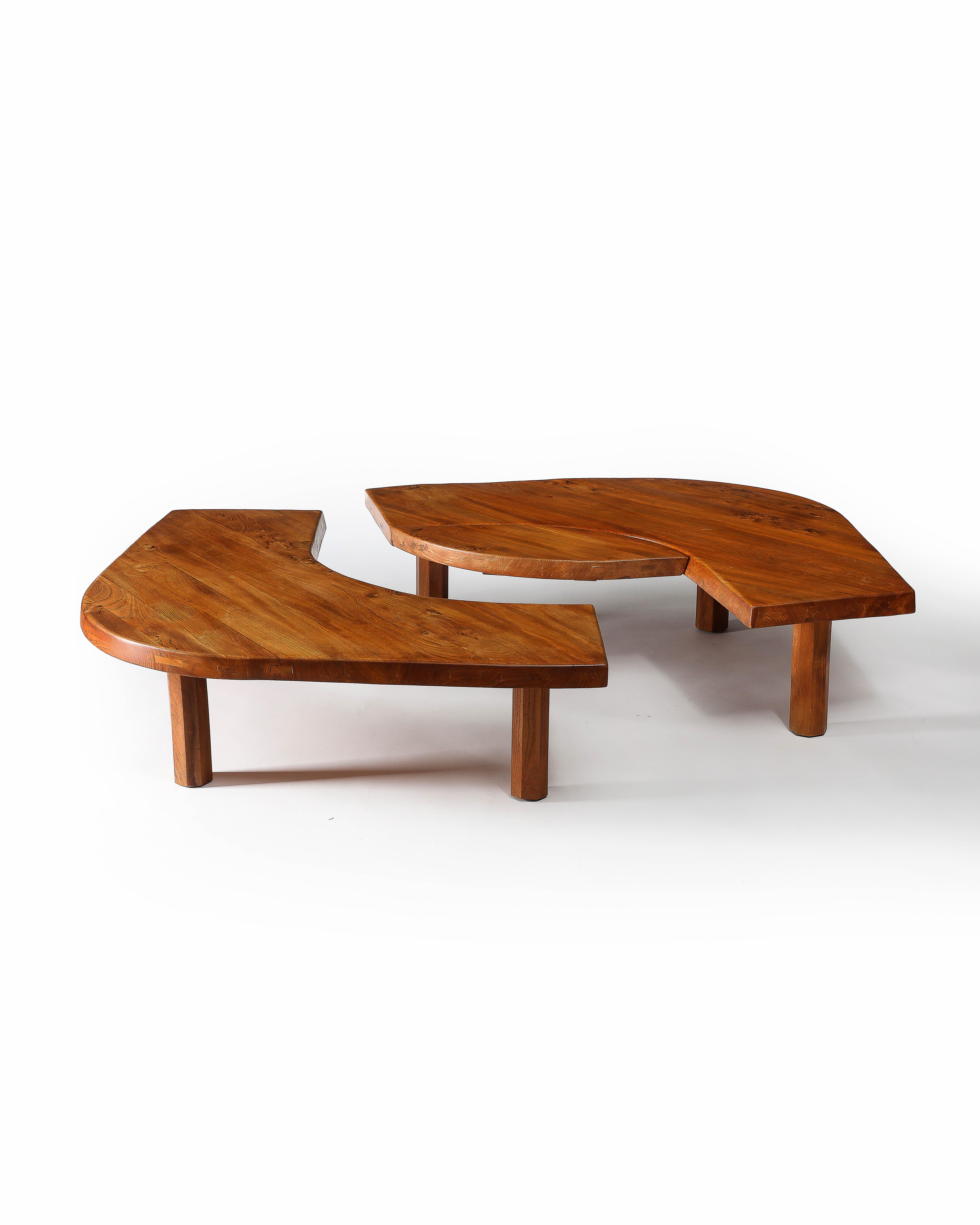 Oak table T22C L'oeil by Pierre Chapo.