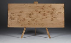 Oak table with black waxed steel cross Legs by Jonathan Field