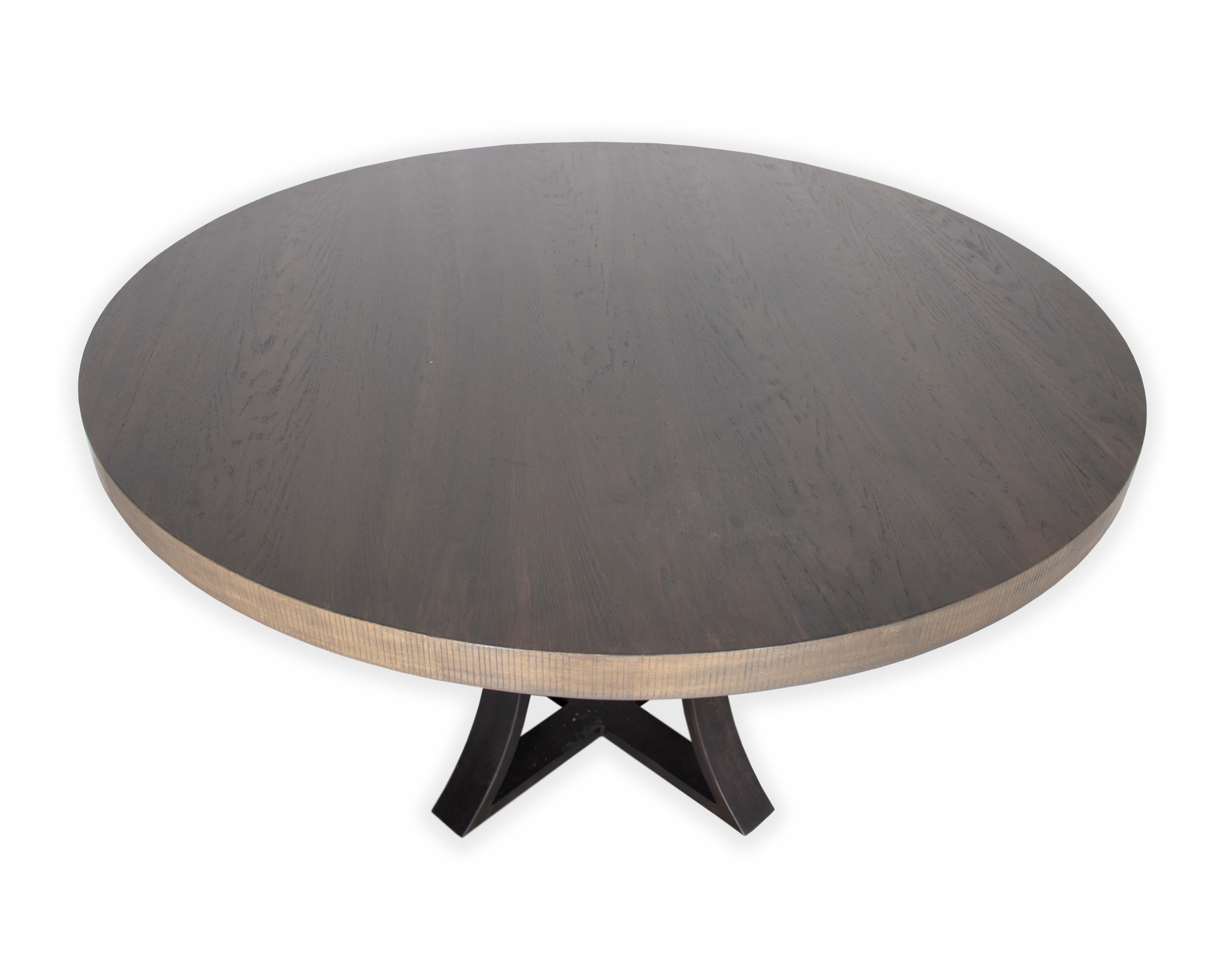 Organic Modern Oak Table with Dime Edge on Curved Leg Table Base