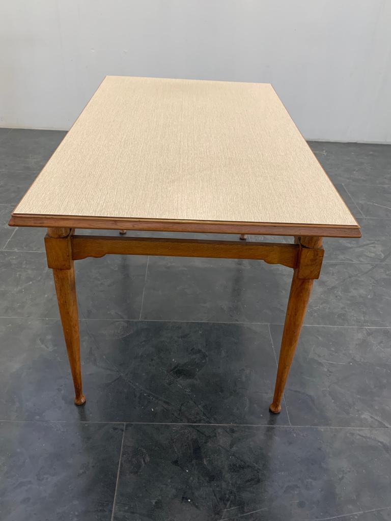 Italian Oak Table with Laminate Top, 1950s For Sale