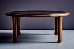 Oak Table with Slate Top and tapered Legs France 1970s