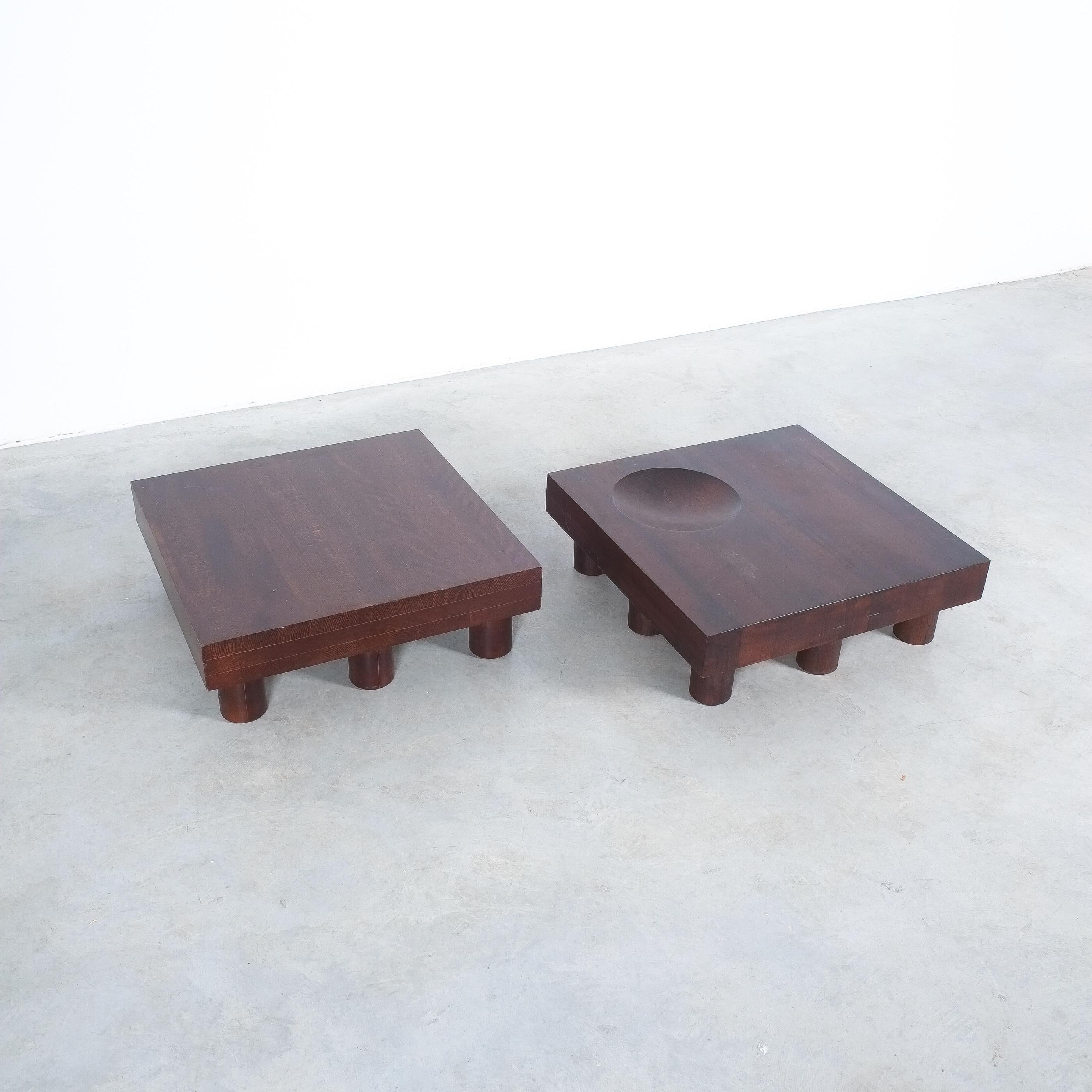 French Oak Tables Solid Wood, France, circa 1970