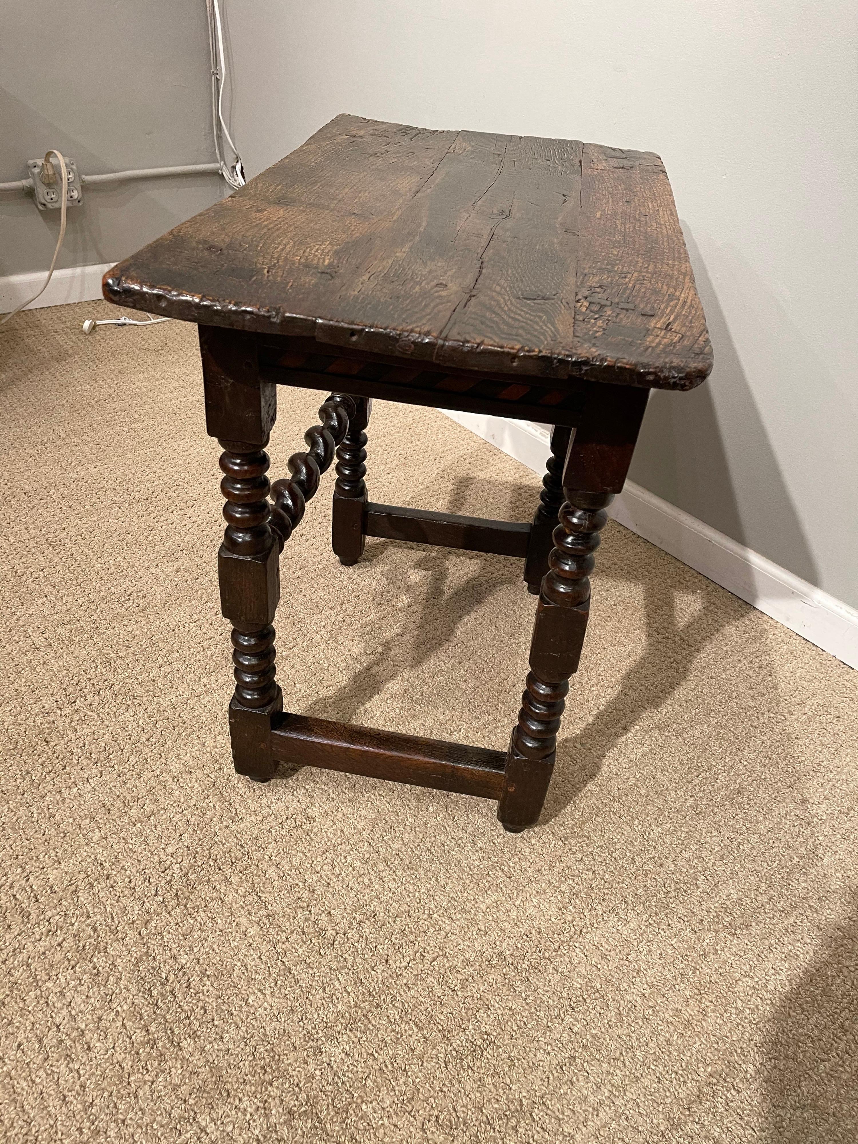 Parquetry Oak Tavern Table, Late 17th Century