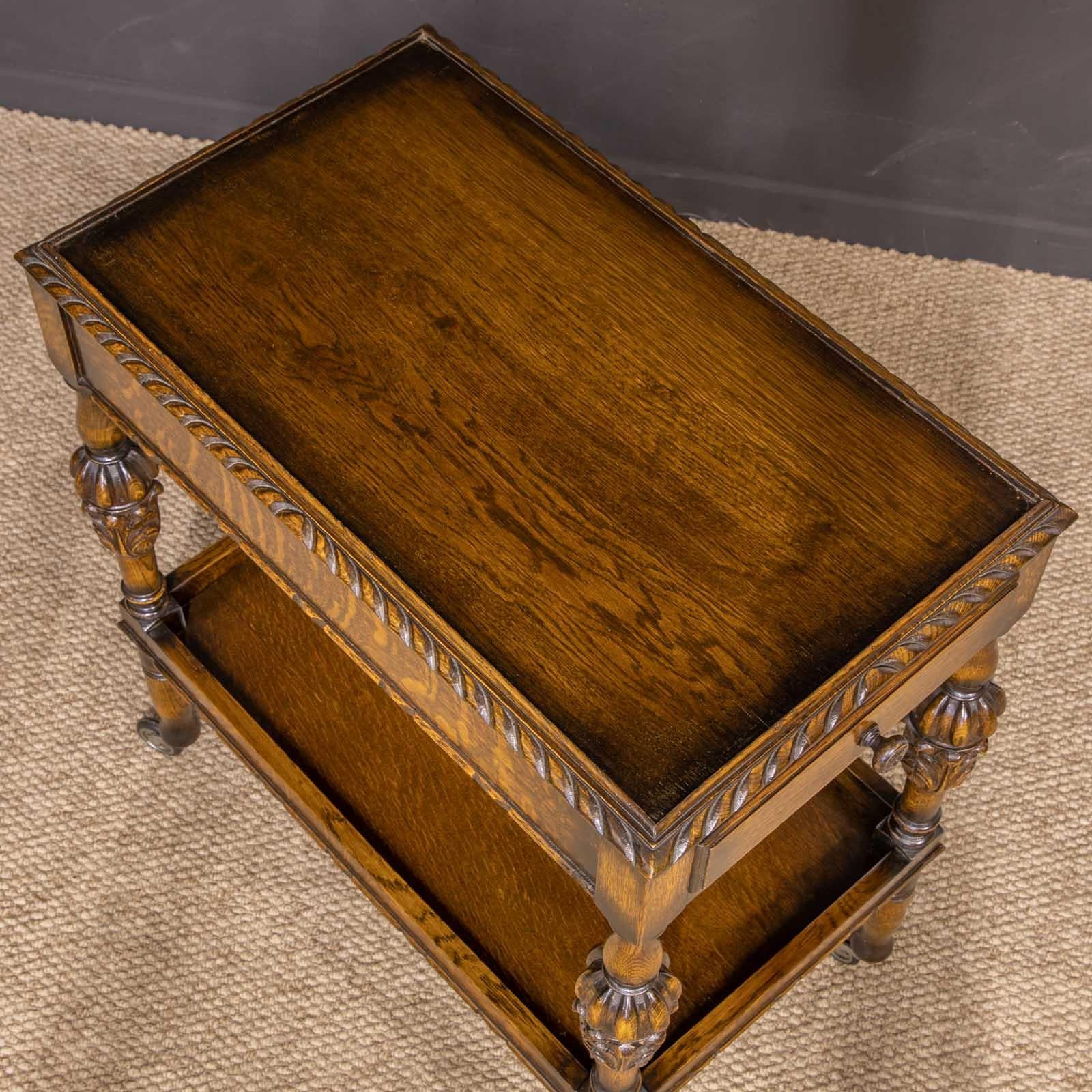 Carved Oak Tea Trolley