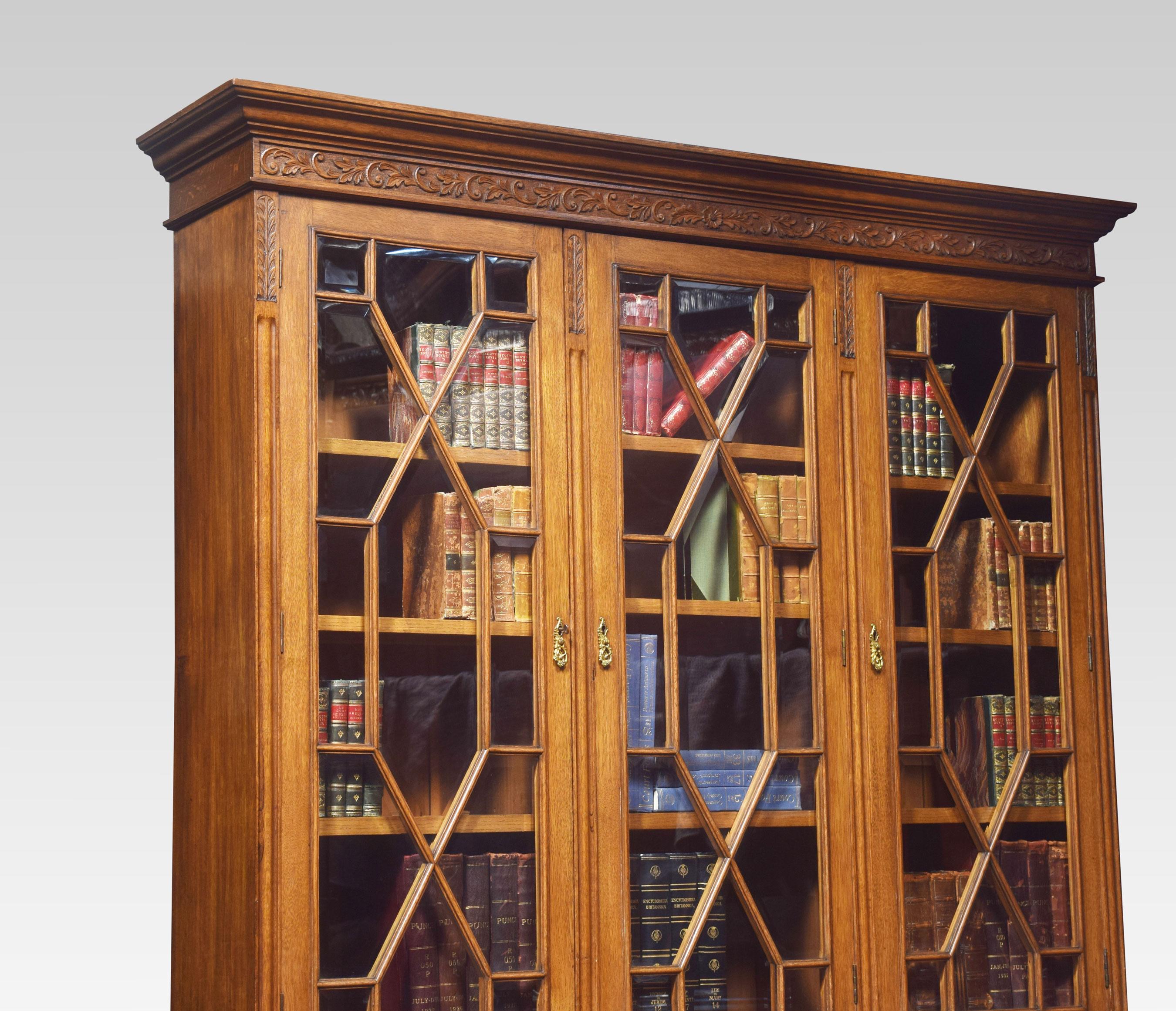20th Century Oak Three Door Bookcase For Sale