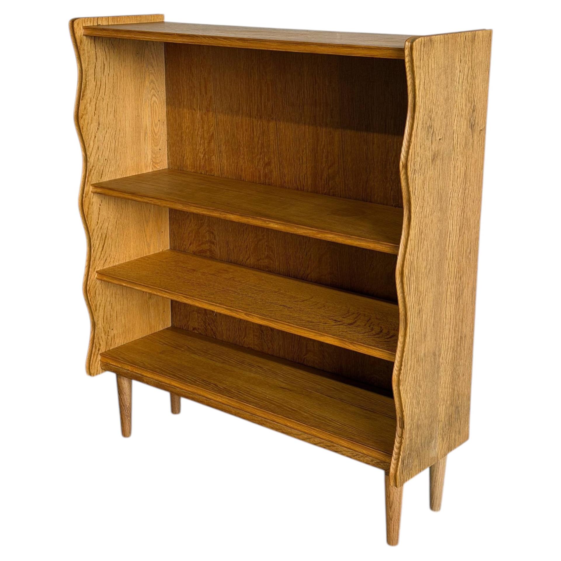 Oak Three-Tier Open Bookcase Danish Mid-Century Modern Display Shelf 1960s For Sale