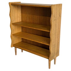 Oak Three-Tier Open Bookcase Danish Mid-Century Modern Display Shelf 1960s