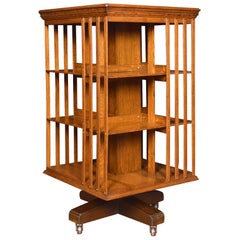 Oak Three-Tier Revolving Bookcase