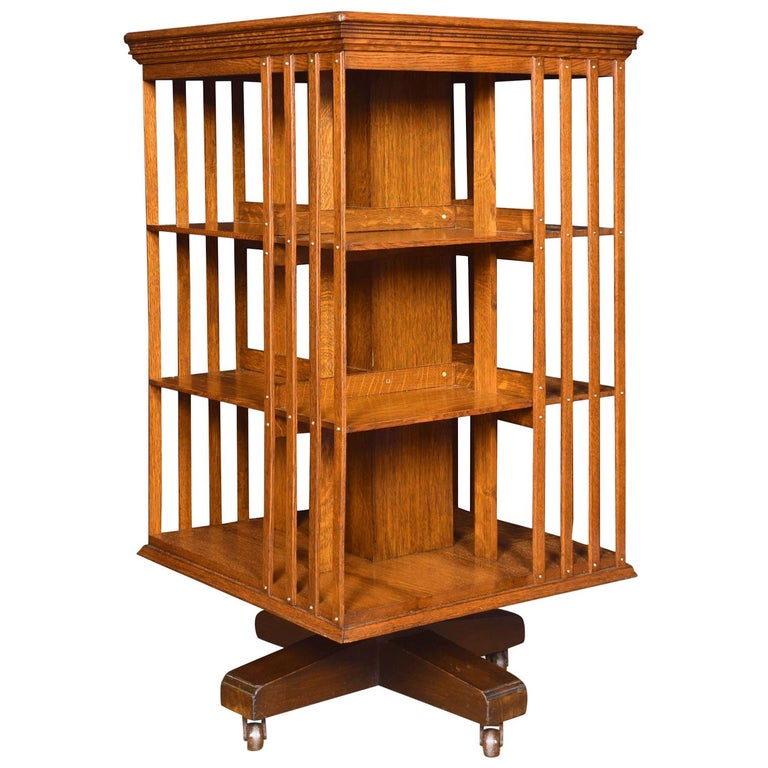 Oak Three Tier Revolving Bookcase For Sale At 1stdibs