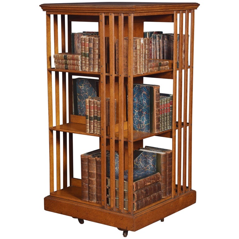 Oak ThreeTier Revolving Bookcase at 1stDibs
