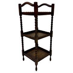 Antique Oak Three Tier Whatnot With Shelves