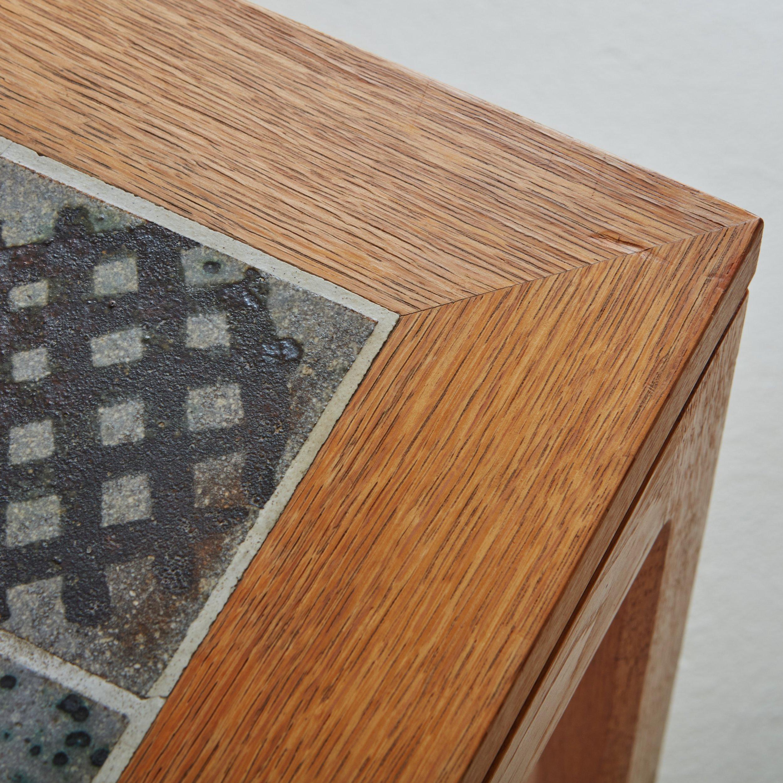 Céramique Table basse en Oak + Tile par Tue Poulsen, Danemark années 1970 en vente