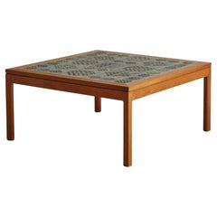 Table basse en Oak + Tile par Tue Poulsen, Danemark années 1970