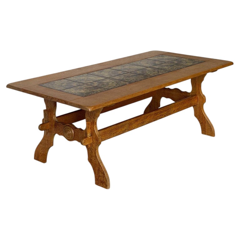 1stDibs Oak Tile Inset Coffee Table Danish Mid-Century Modern 1960s