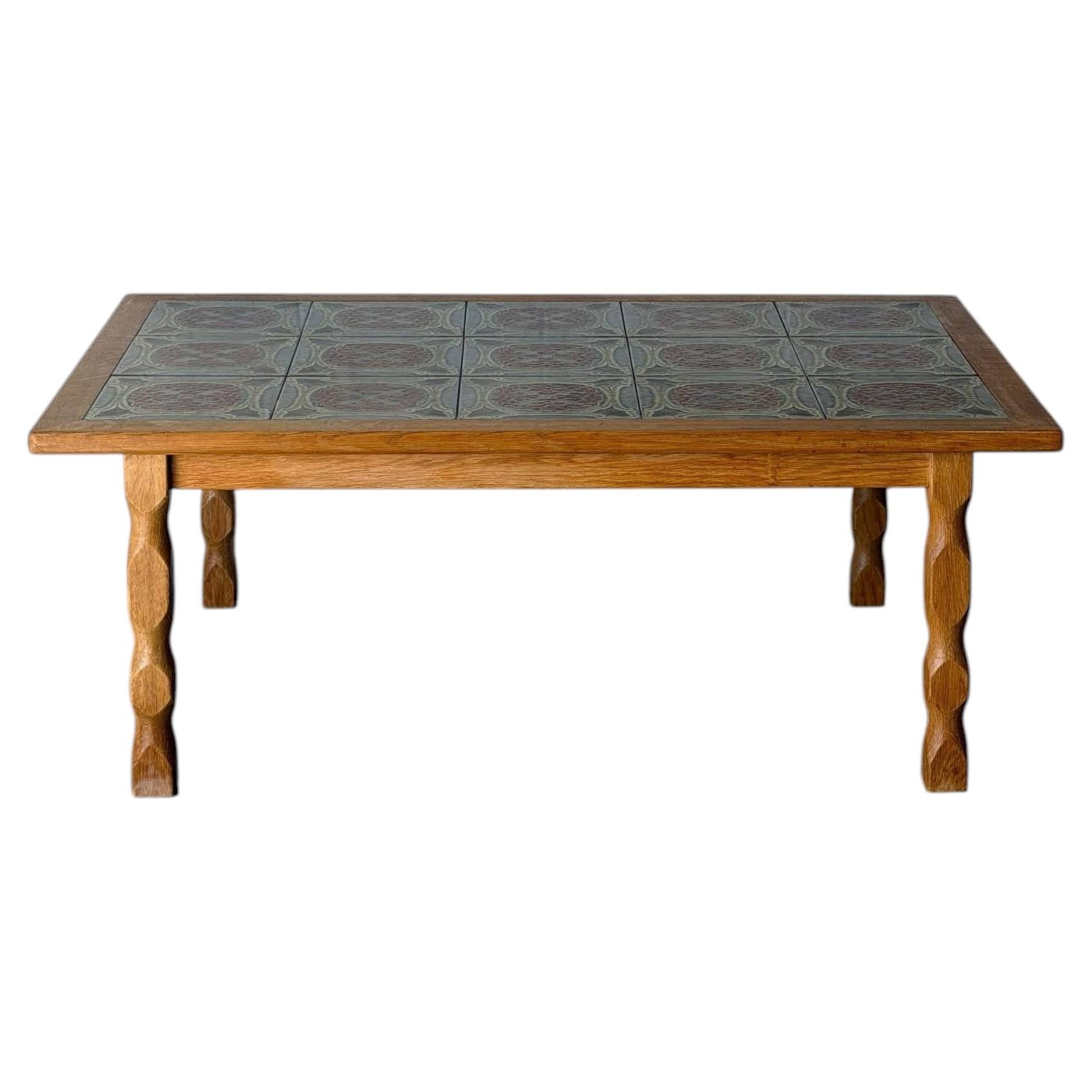 Oak Tiles Coffee Table Danish Mid-Century Modern 1960s