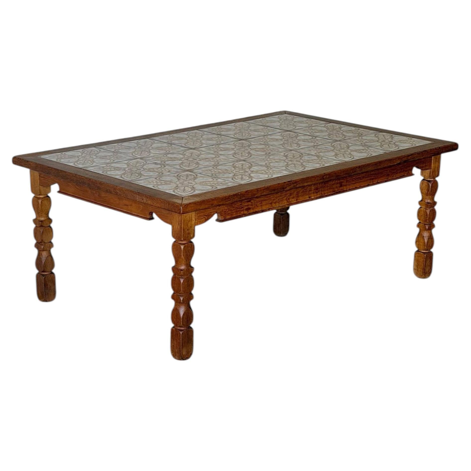Oak Tiles Coffee Table Danish Mid-Century Modern 1960s