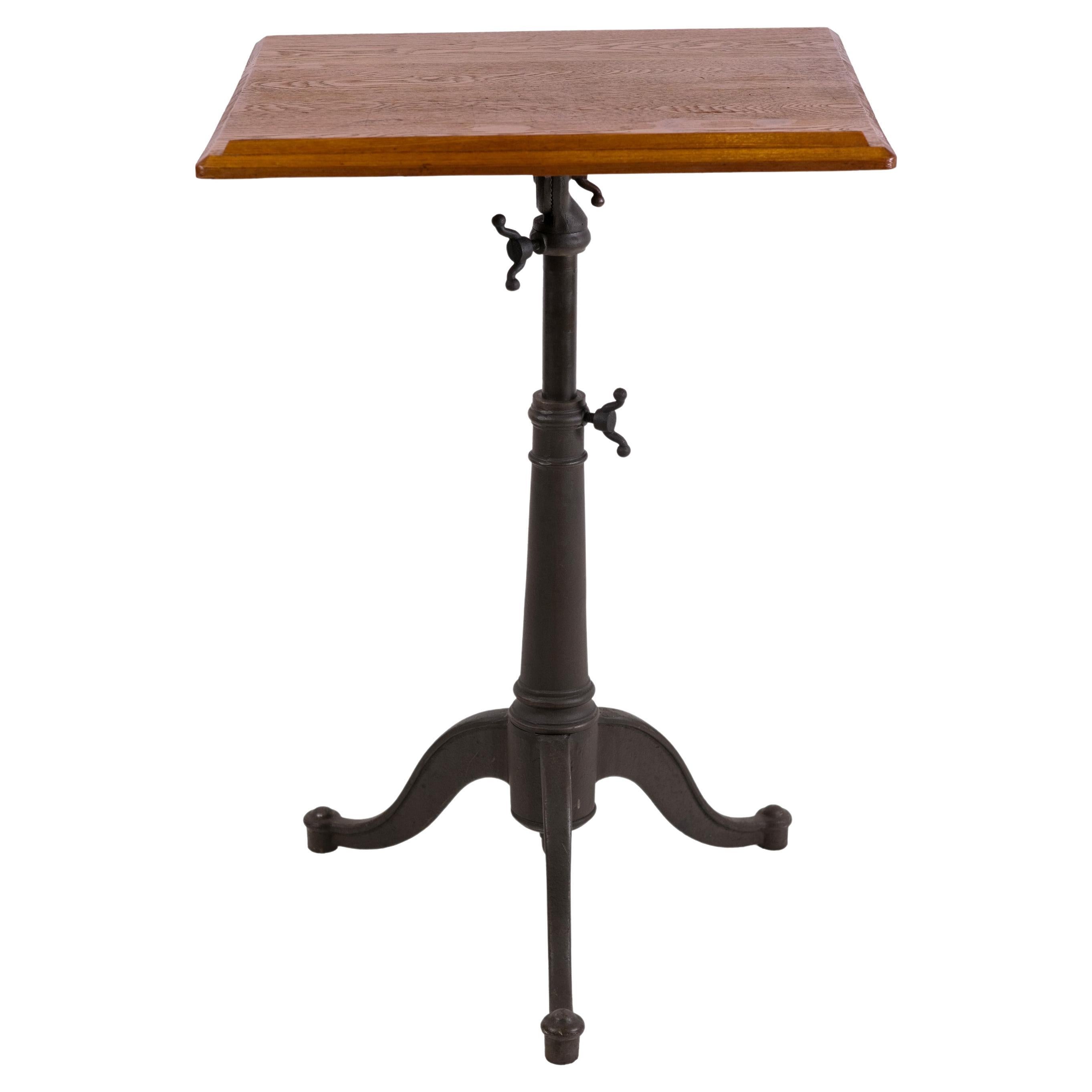 Antique Industrial Cast Iron Pedestal Base Drafting Table at 1stDibs
