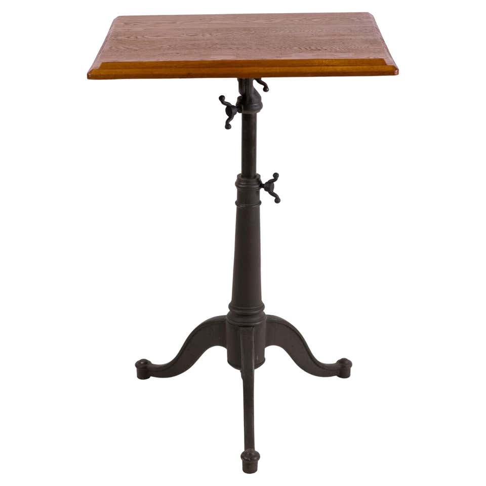 Vintage Industrial Cast Iron Adjustable Table Base at 1stDibs ...