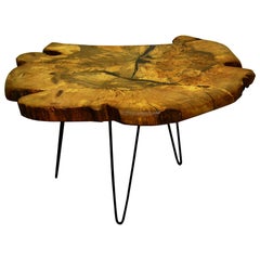 Oak Tree Live Edge Coffee Table with Hairpin Legs / LECT101