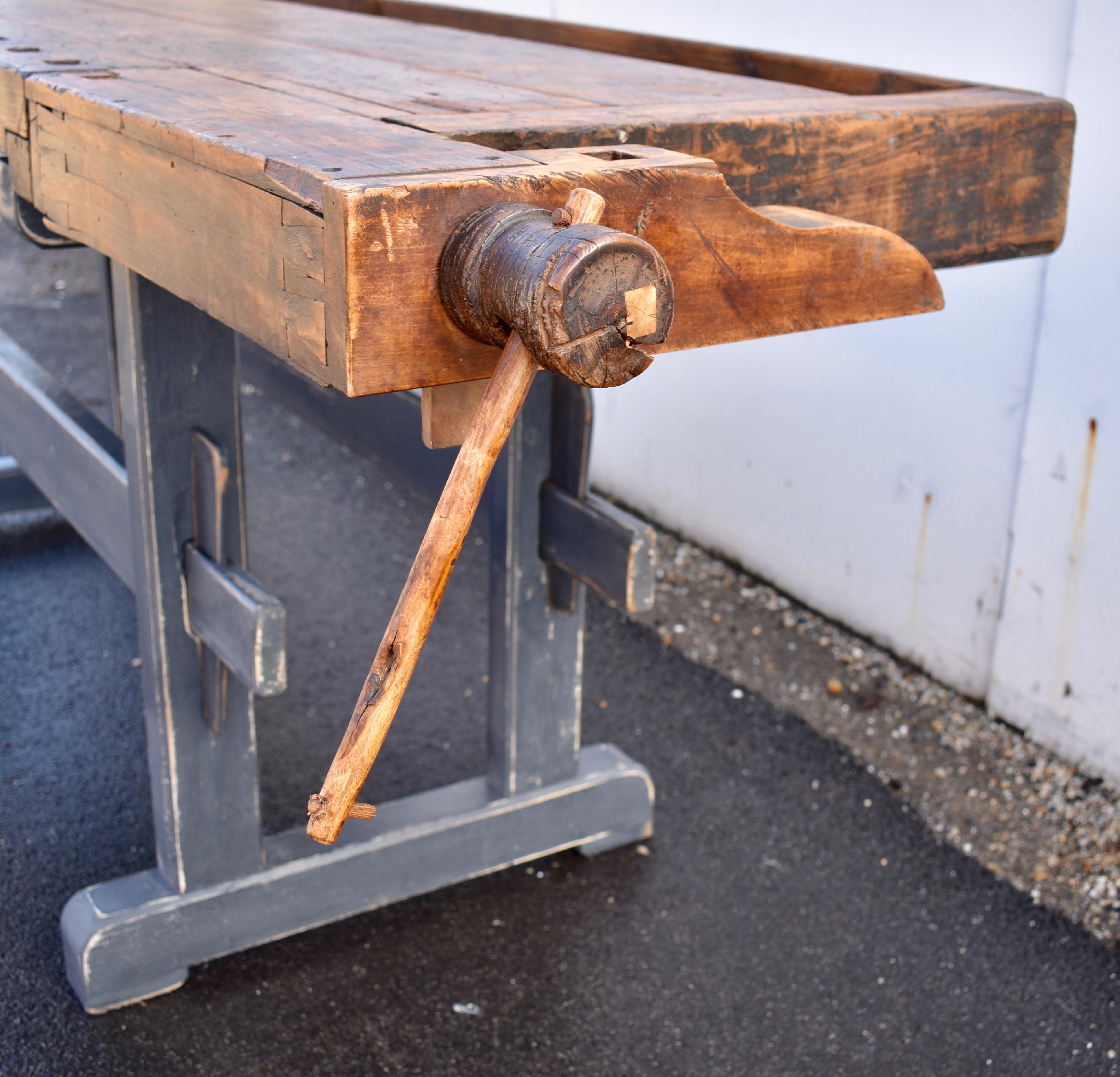 Oak Trestle-Base Carpenter's and Joiner's Bench For Sale 4