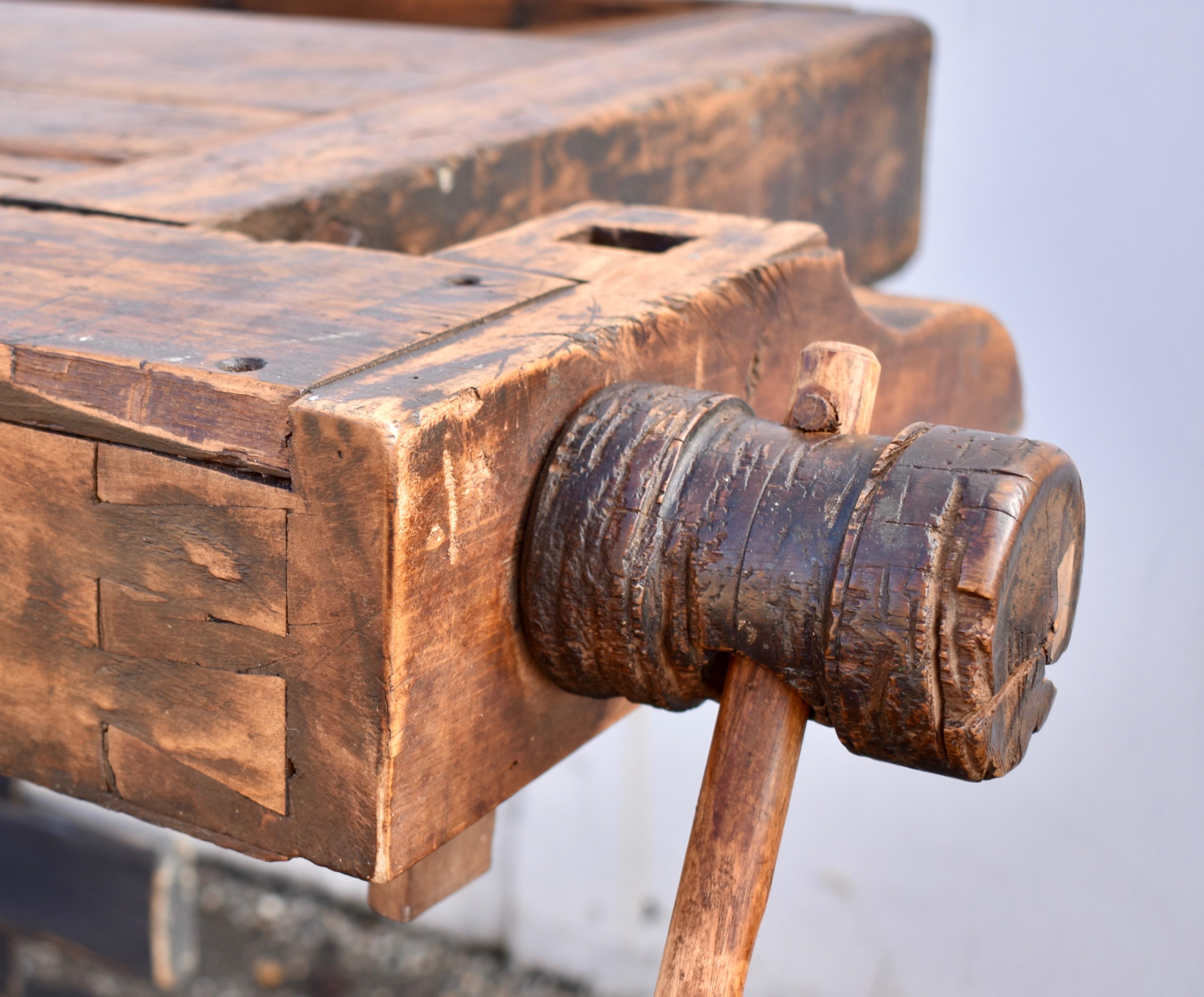 Oak Trestle-Base Carpenter's and Joiner's Bench For Sale 5