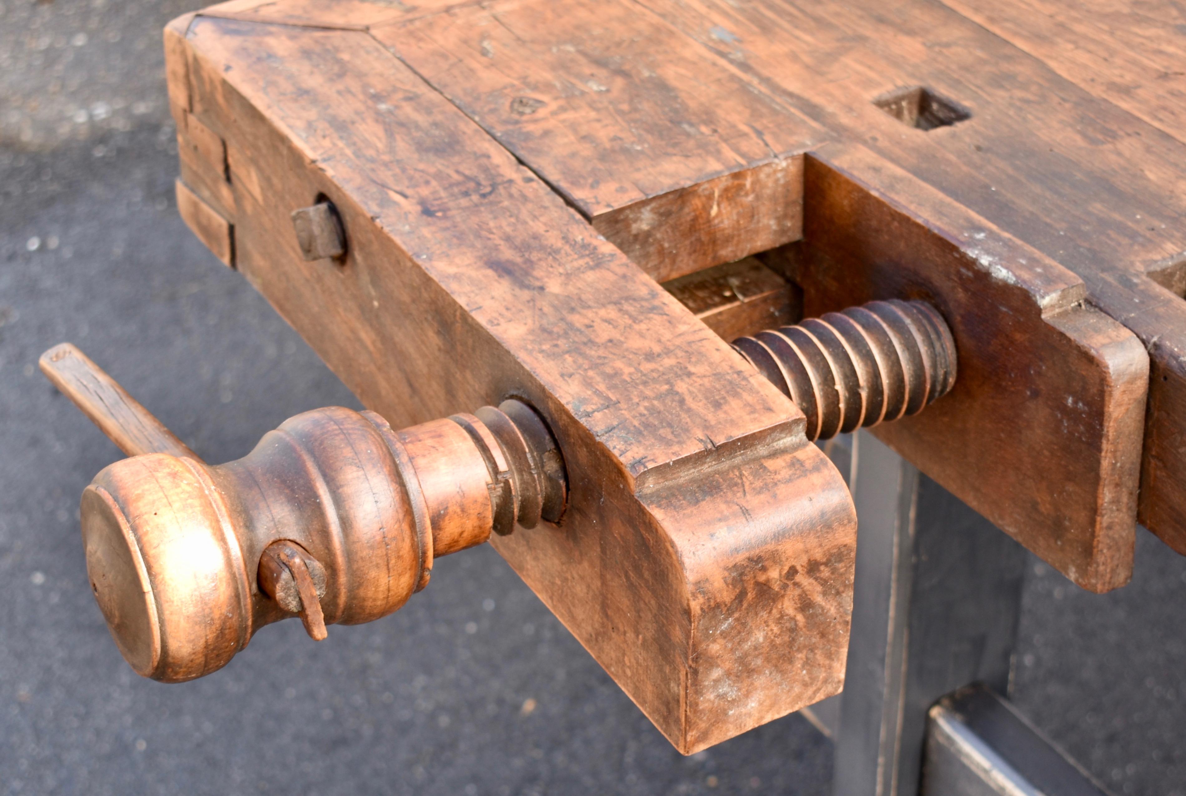 Oak Trestle-Base Carpenter's and Joiner's Bench For Sale 4