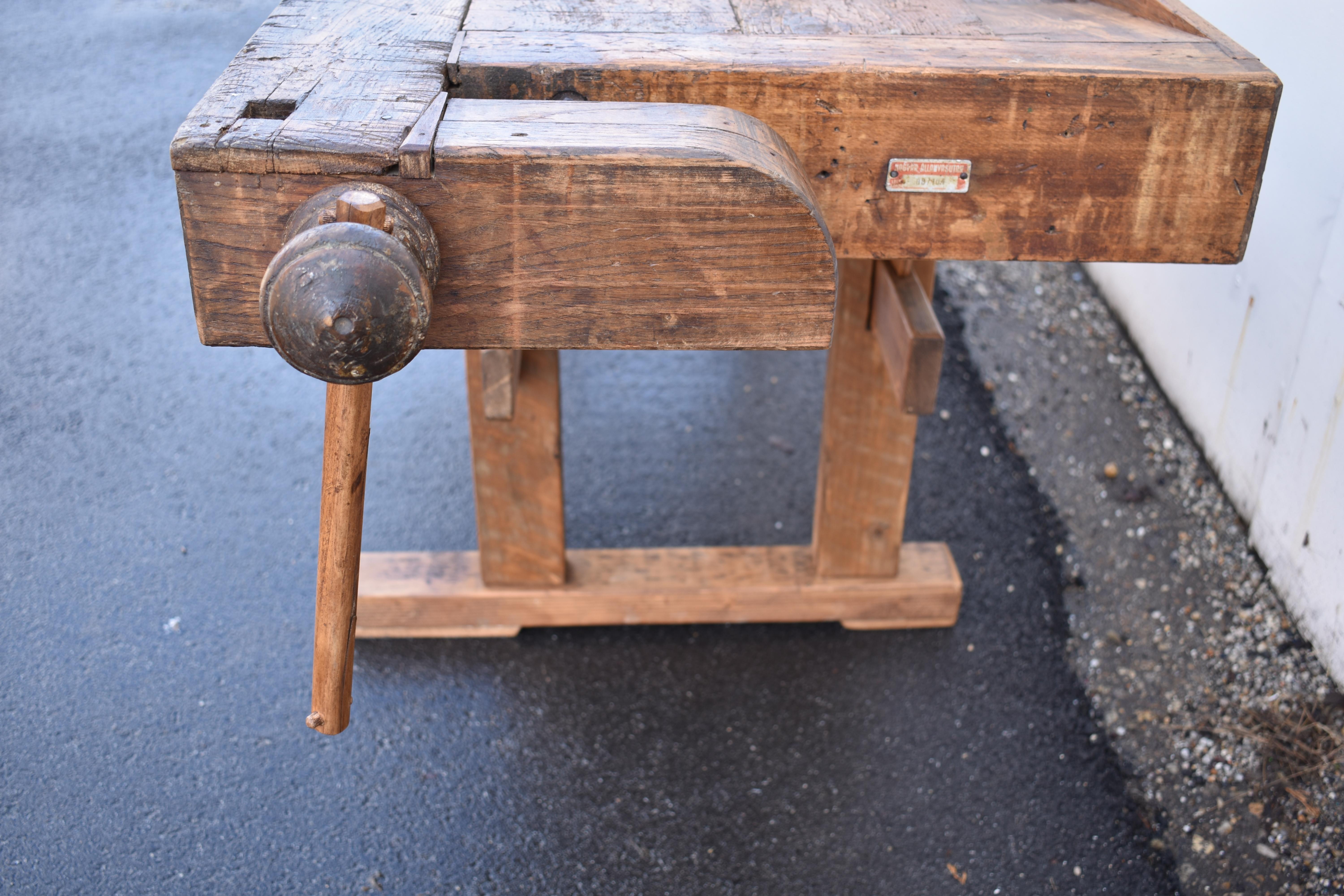 Oak Trestle-Base Carpenter's and Joiner's Workbench For Sale 4