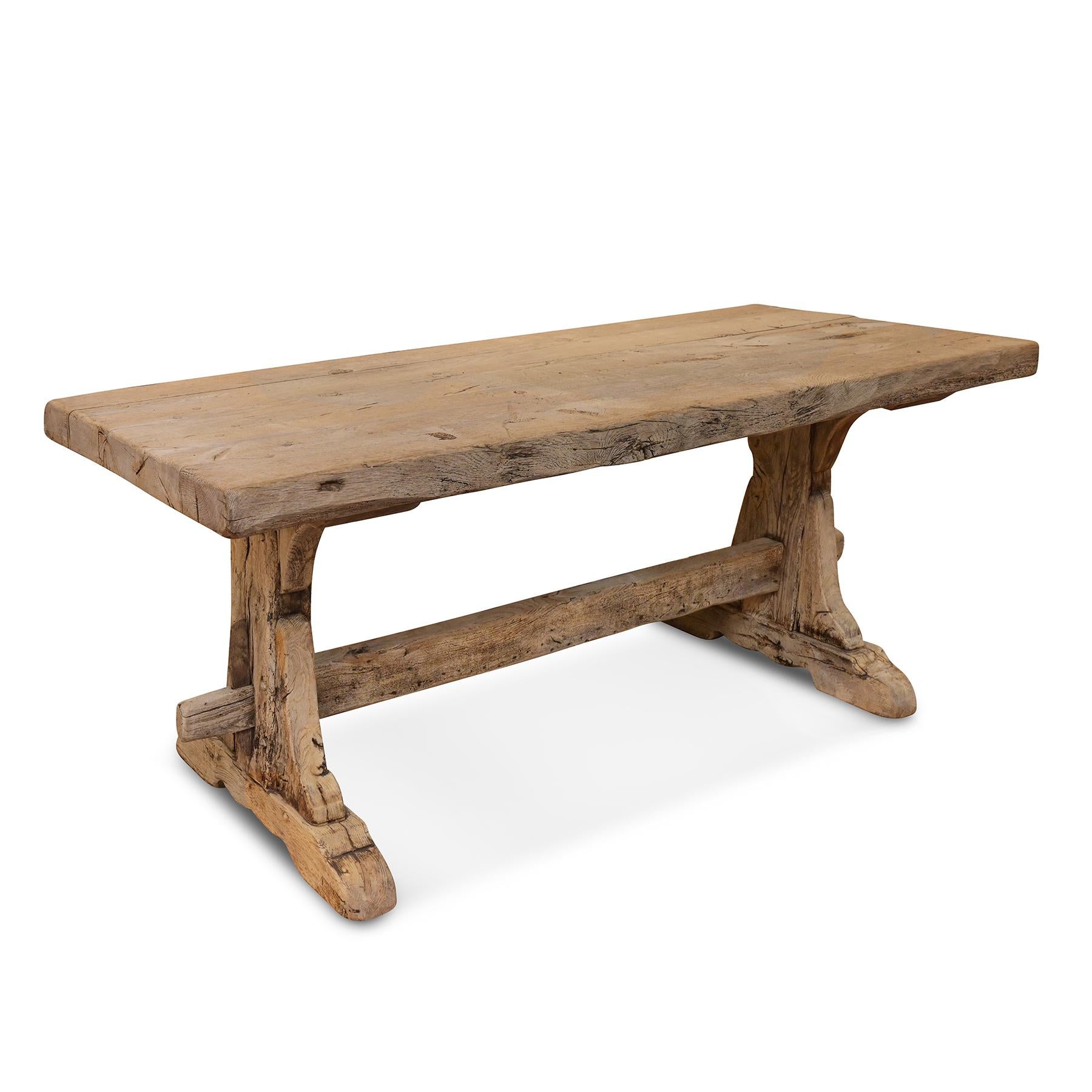English 18th c. Oak Trestle Table, Bunny Williams Collection For Sale