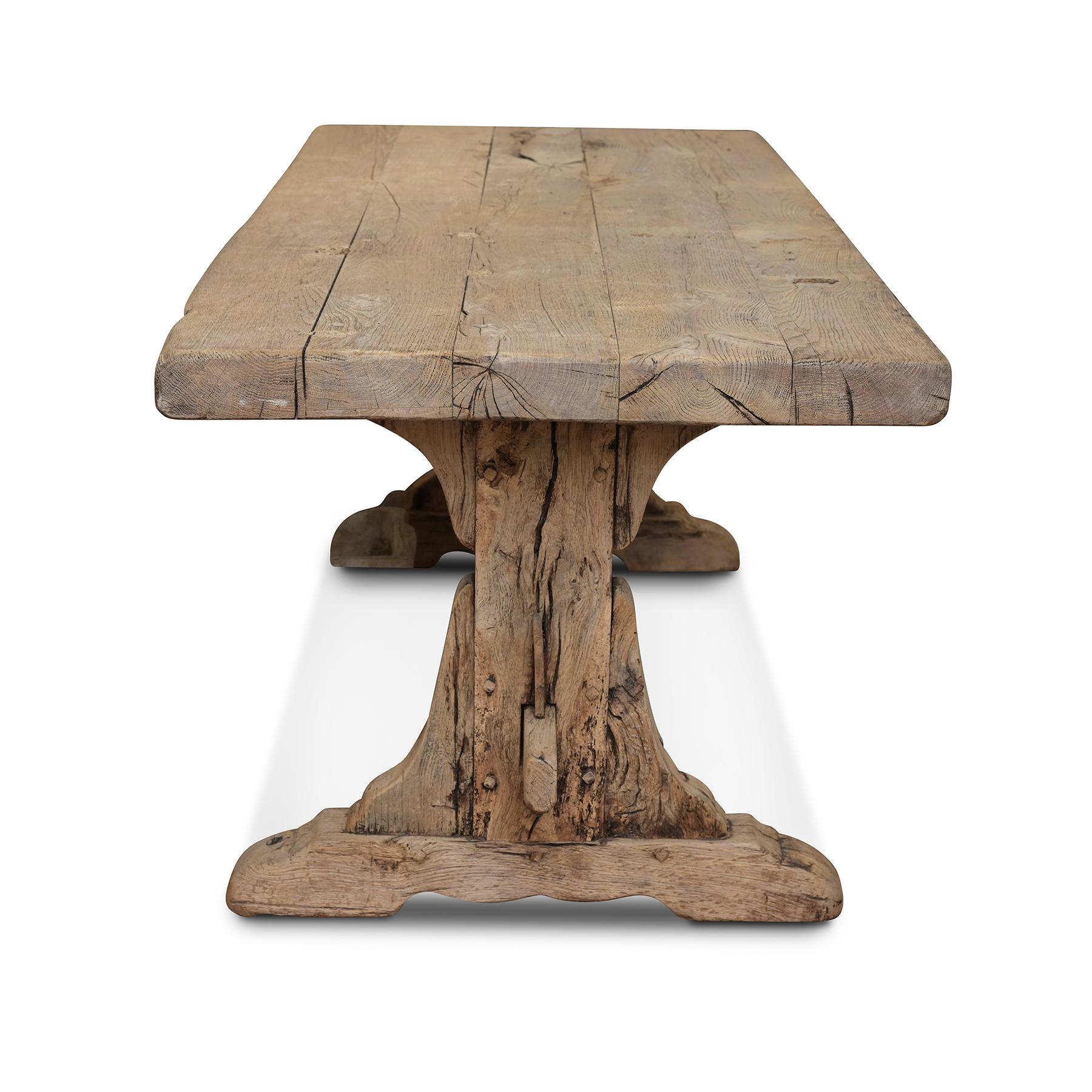 18th c. Oak Trestle Table, Bunny Williams Collection In Good Condition For Sale In New York, NY