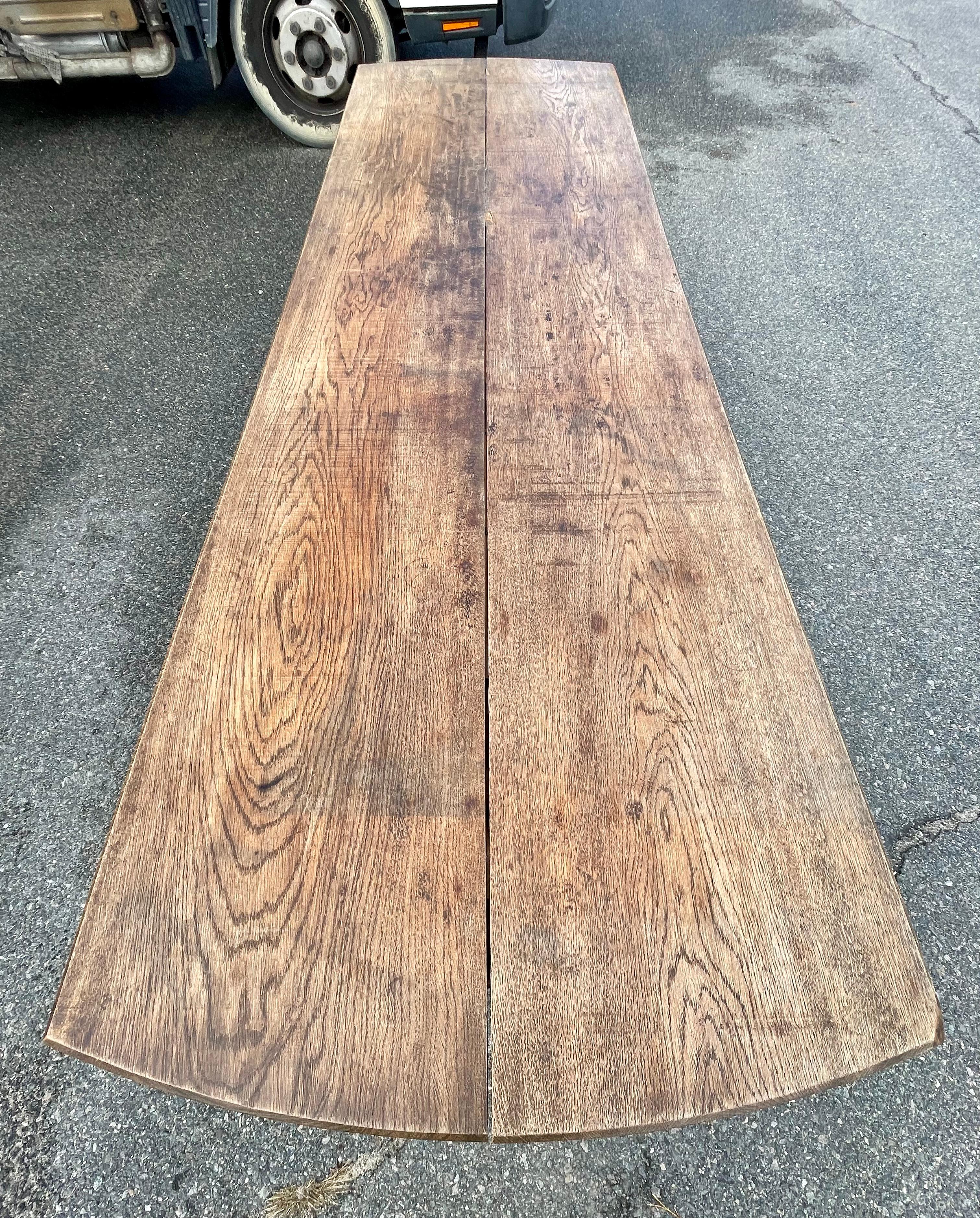 Contemporary Oak Trestle Table  For Sale